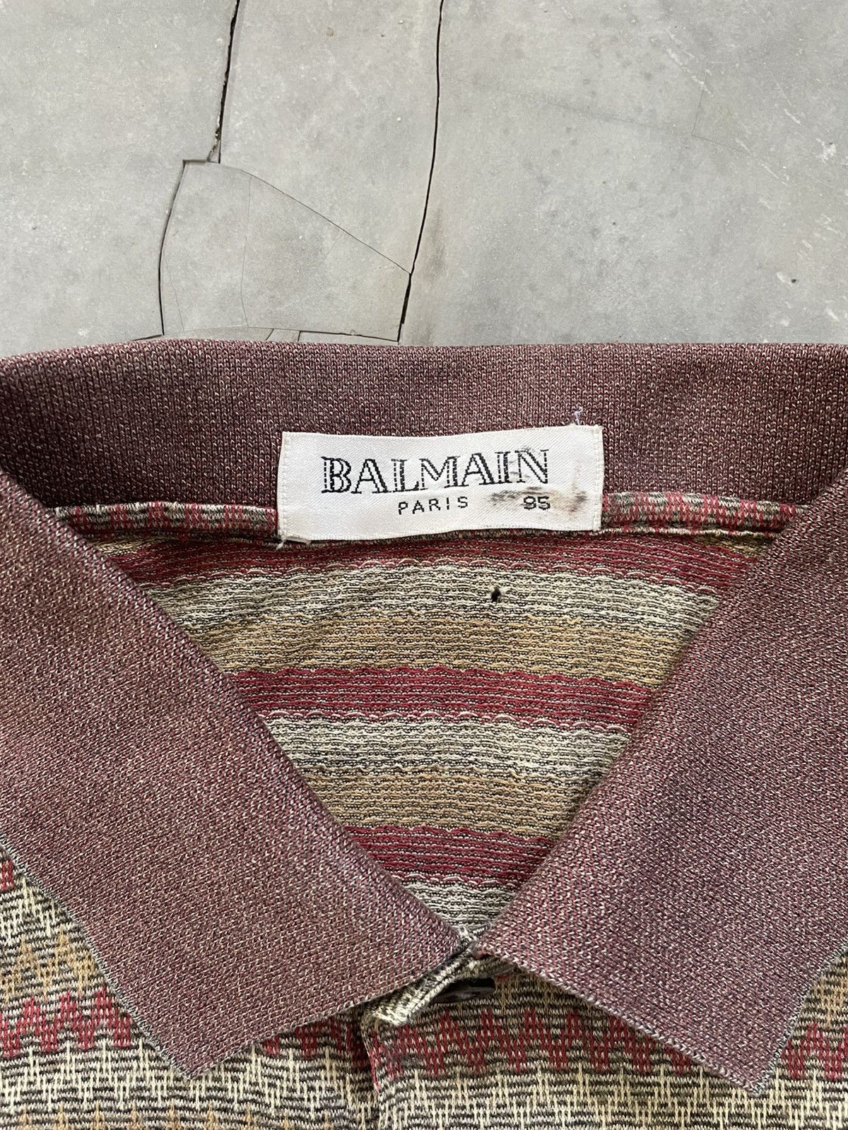 Balmain Vintage 90s Balmain Paris Knitted Chevron Pattern Longsleeve Size US M / EU 48-50 / 2 - 6 Thumbnail