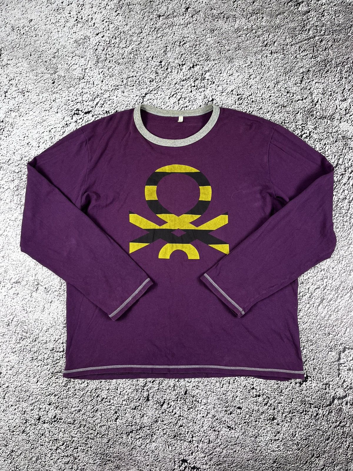 Benetton Vintage Y2K Benetton biglogo faded longsleeve streetwear XL Size US XL / EU 56 / 4 - 1 Thumbnail