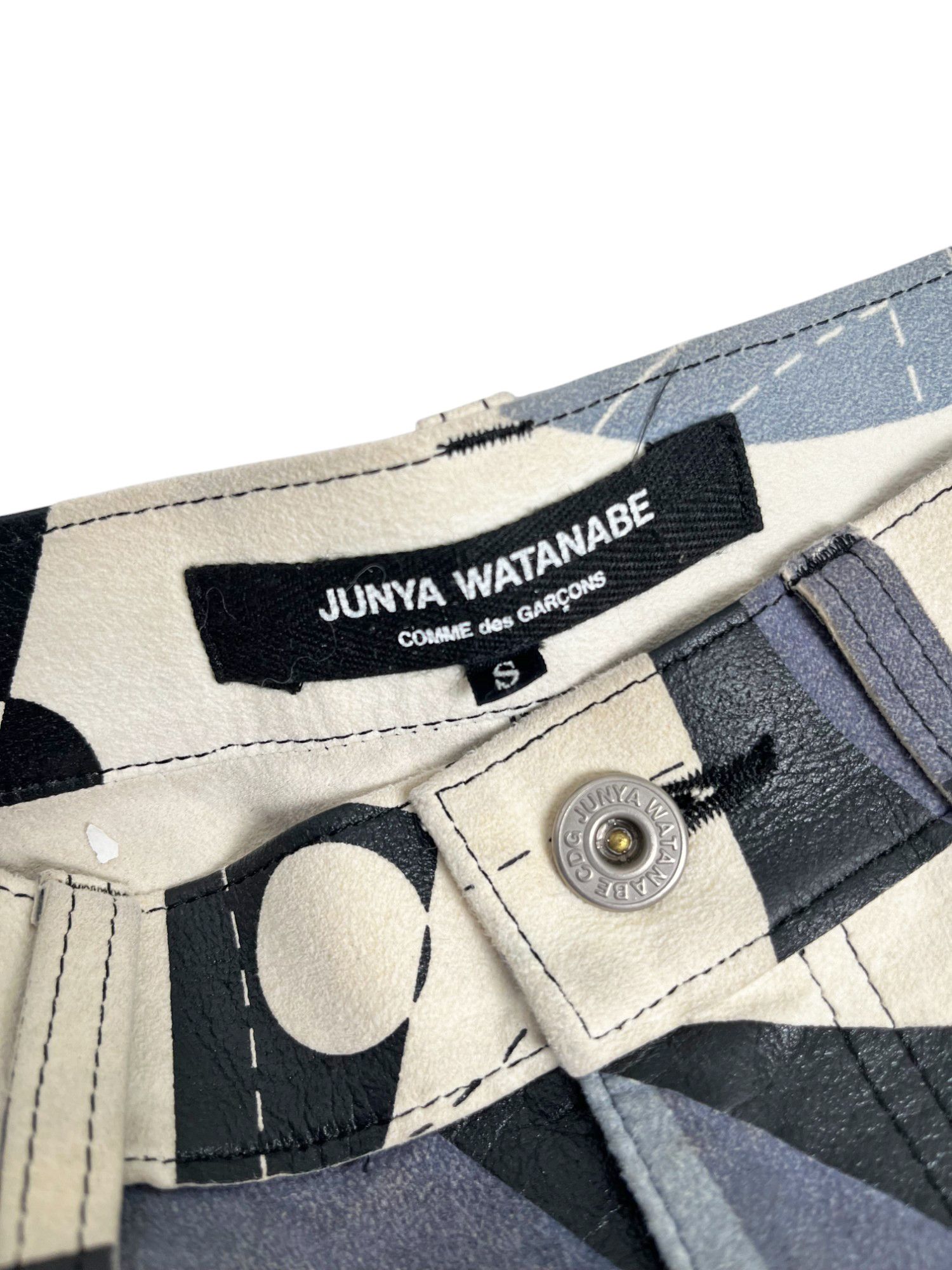 Junya Watanabe S/S 2015 Geometric Light Blue/Black High Waisted Shorts Size 27" / US 4 / IT 40 - 12 Thumbnail