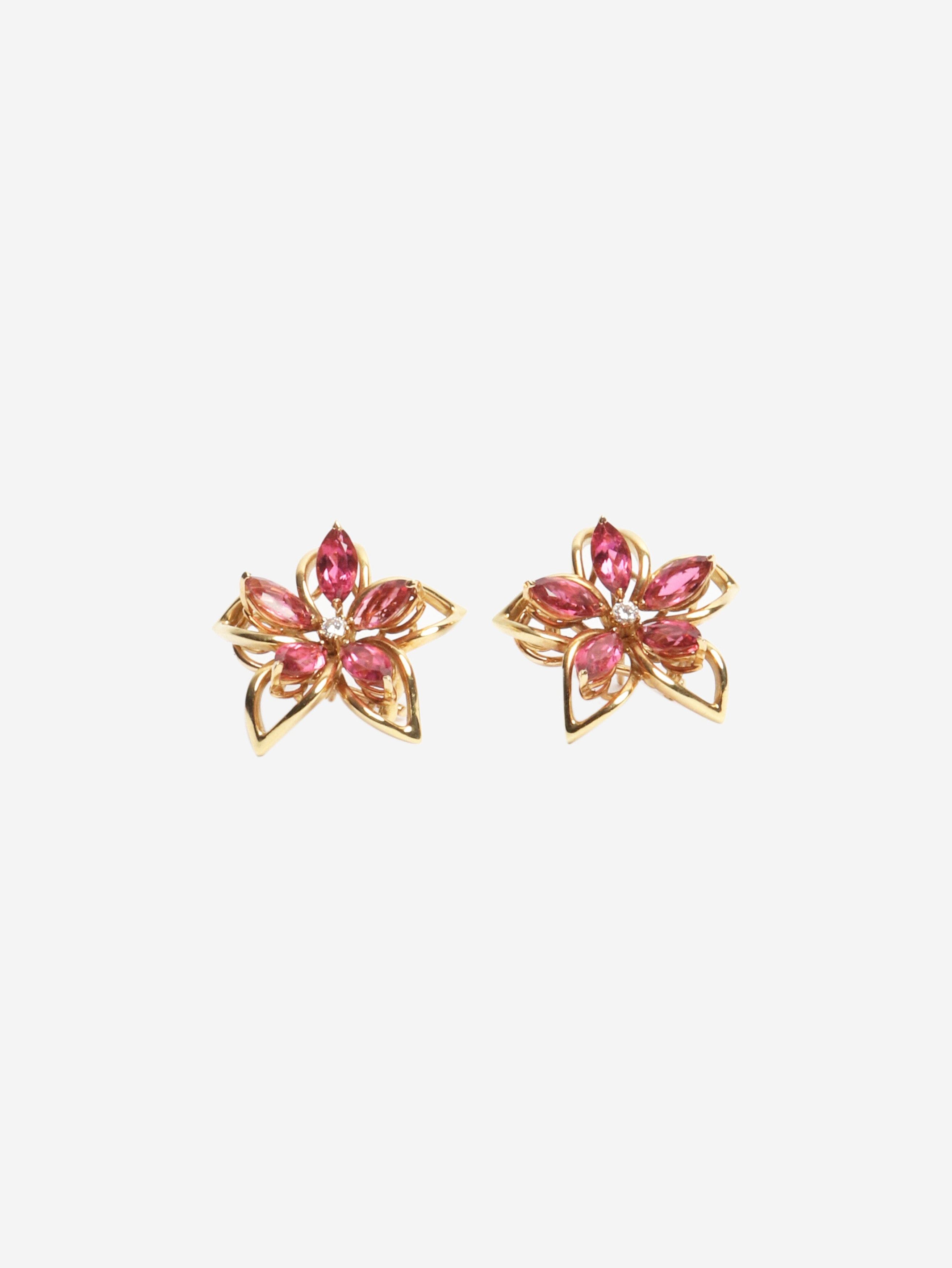Other Gold and pink flower earrings Size ONE SIZE - 1 Thumbnail
