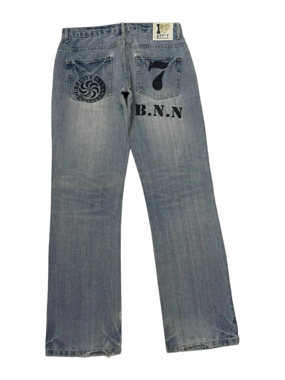If Six Was Nine Vintage Banana Seven Blue Wash Distressed Denim Jean Size US 32 / EU 48 - 3 Thumbnail