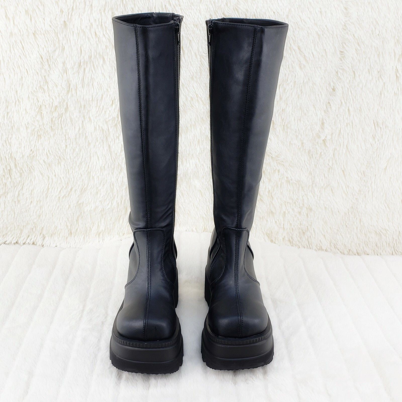 Demonia Cult DEMONIA Shaker 100 Black Matte Platform 4.5" Wedge Heel Knee Size US 11 / IT 41 - 3 Thumbnail