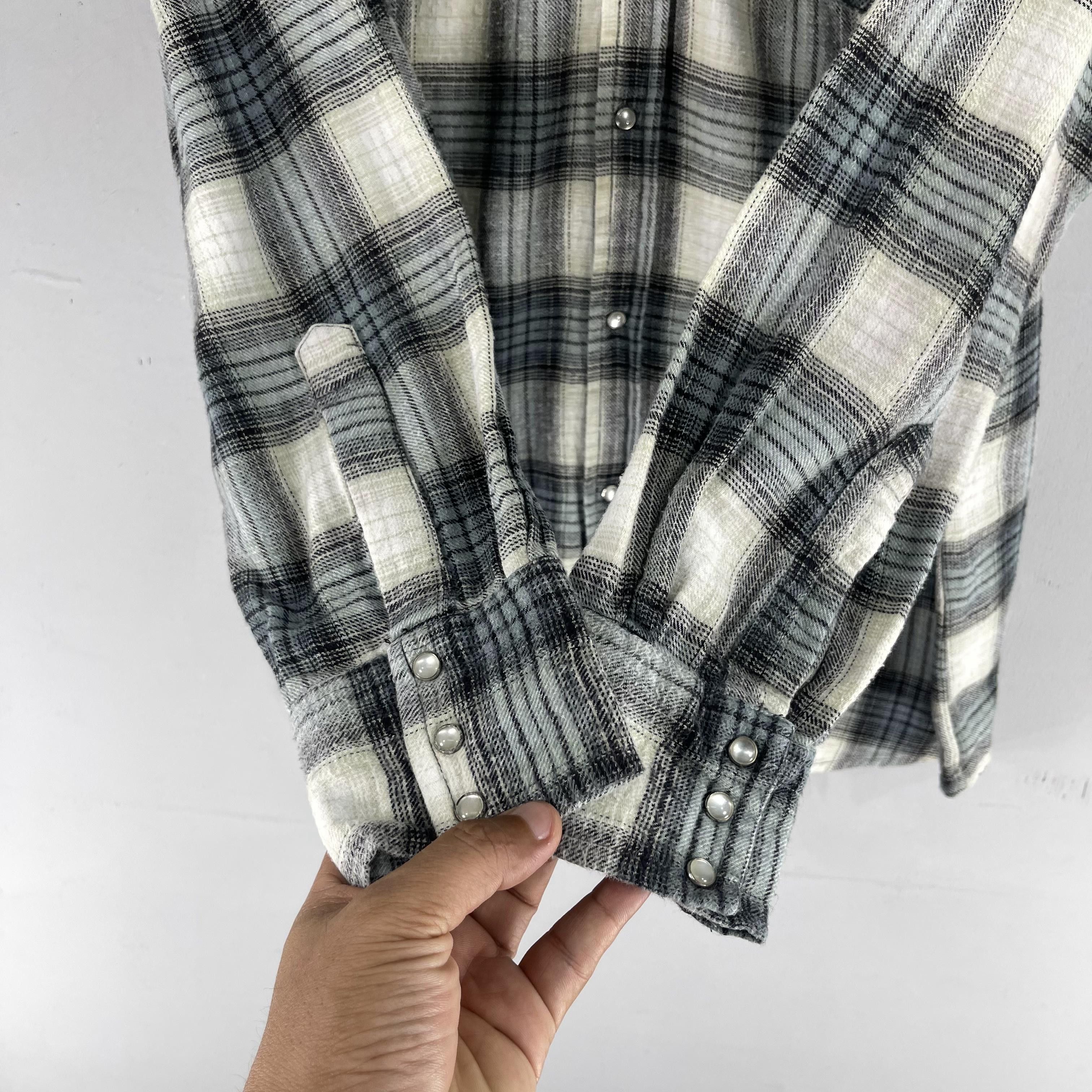 Flannel × Japanese Brand Vintage Plaid Checkered Shadow Black/Gray Western Shirt Size US L / EU 52-54 / 3 - 5 Thumbnail