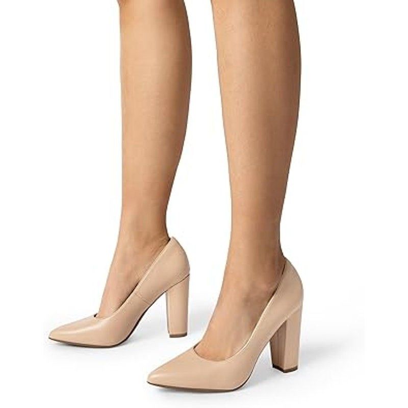 Other New Dream Pairs Women's 7.5 Tan Pointy Toe Block Heel Pumps Size US 7.5 / IT 37.5 - 6 Thumbnail