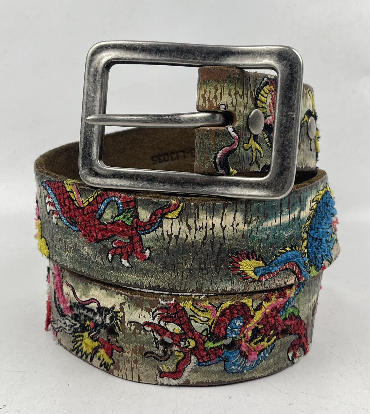 Seditionaries super rare dragon design distressed leather belt tc43 Size 32 - 1 Thumbnail