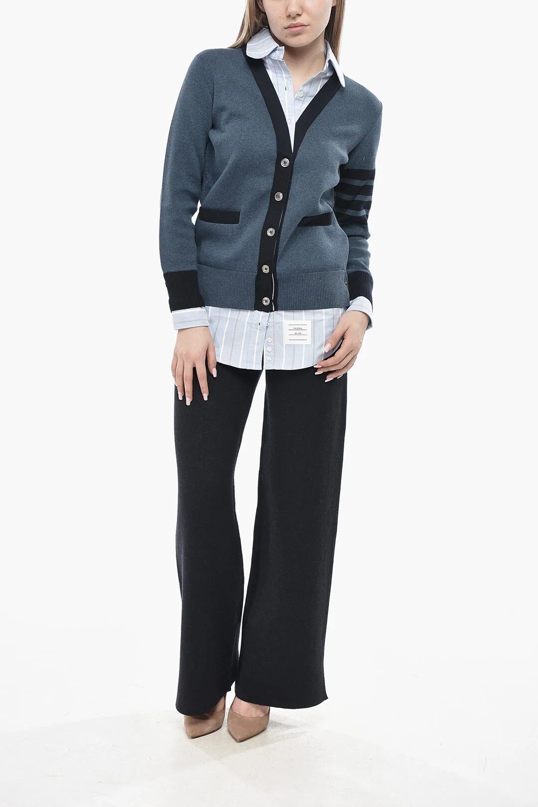 Thom Browne og1mm0426 Double-Fabric Cardigan in Blue Size S / US 4 / IT 40 - 4 Thumbnail