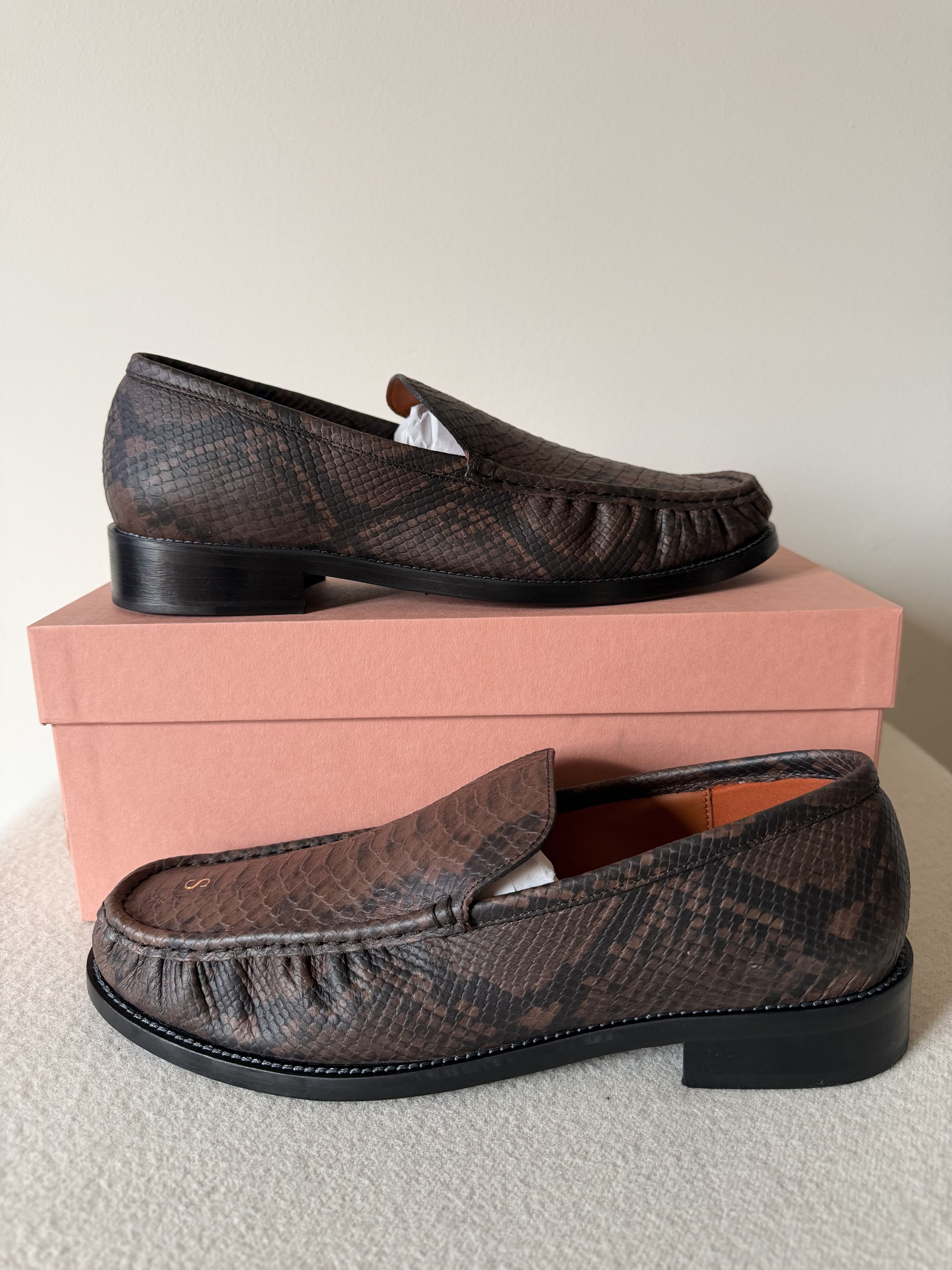 Acne Studios Acne Studios Light Hiss Embossed Snakeskin Loafers Size US 12 / EU 45 - 2 Thumbnail