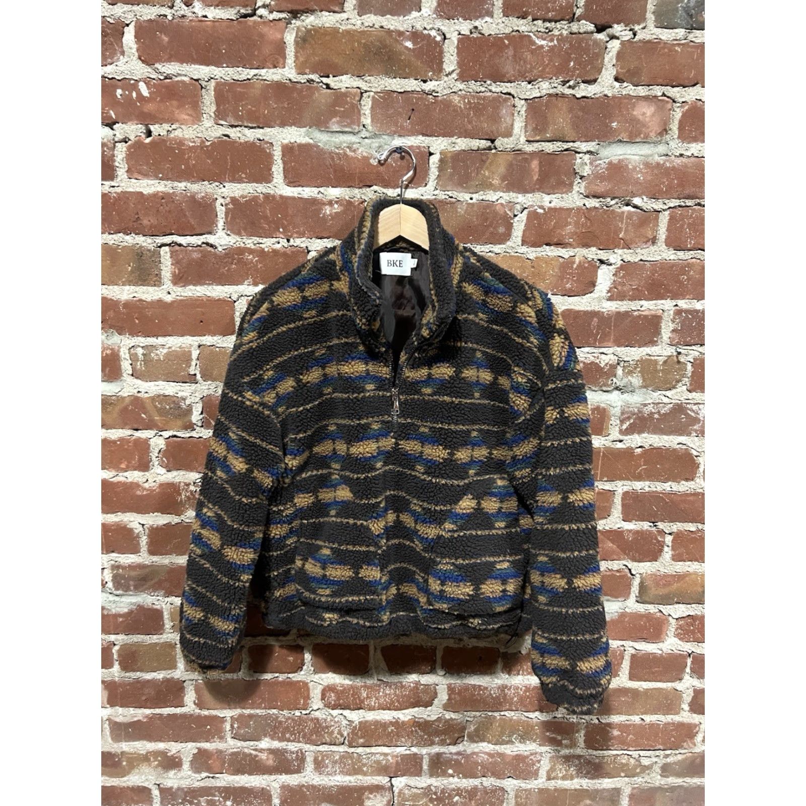 BKE BKE Womens Pullover Mock Neck 1/4 Zip Sweater Size S Black Long Sleeve Multicolor Sherpa Size S / US 4 / IT 40 - 2 Thumbnail