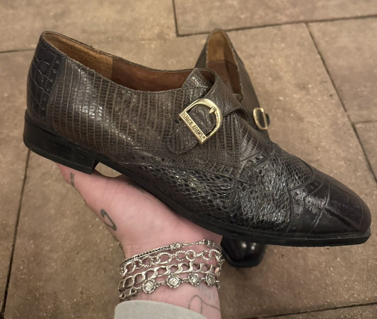 Stacy Adams Genuine leather 1980s Stacy Adams, snake skin Italy shoes Size US 10 / EU 43 - 1 Thumbnail
