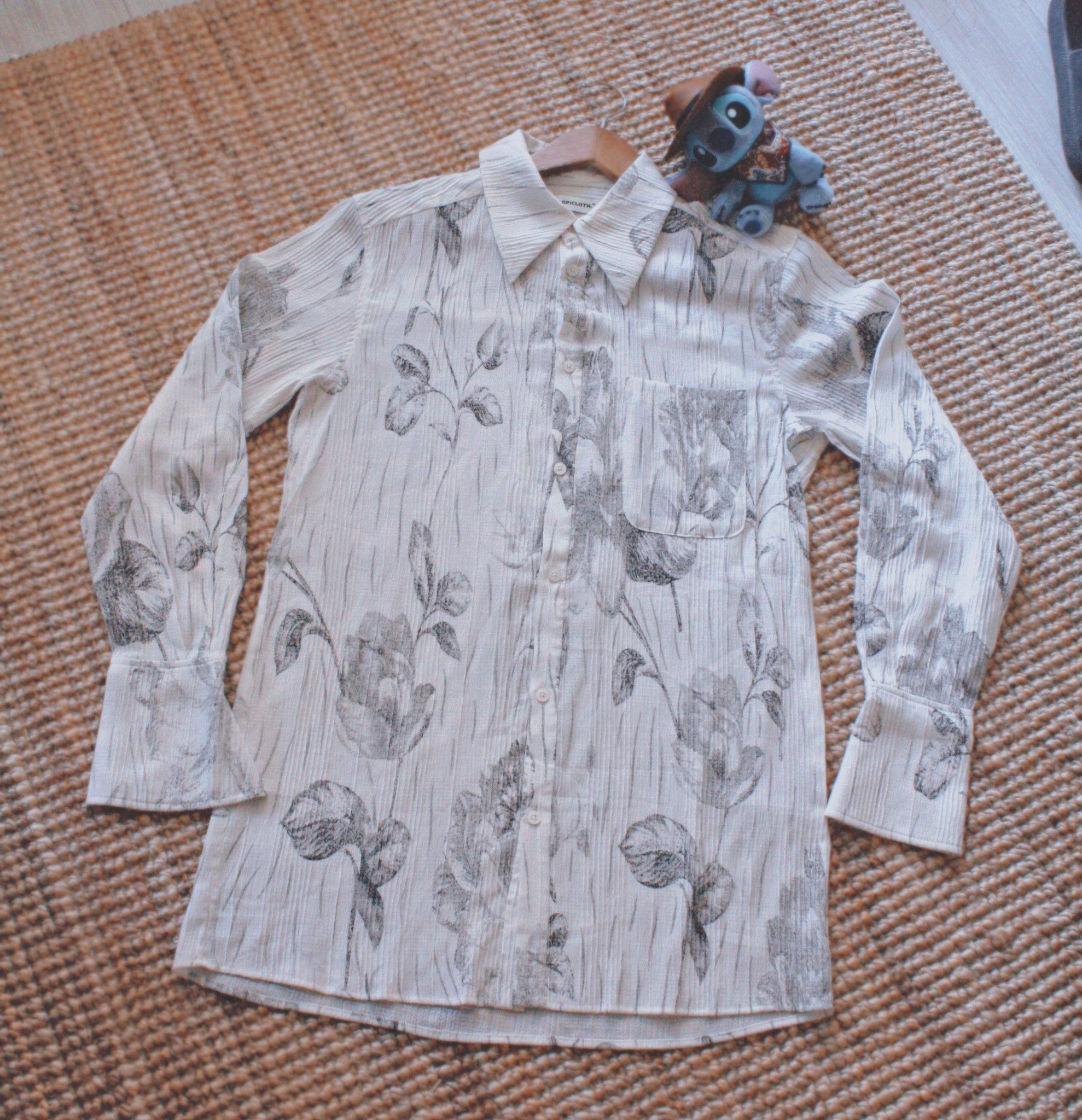 Other Ink Botanical Sketch Crinkle Cotton Blend Shirt Size US S / EU 44-46 / 1 - 2 Thumbnail