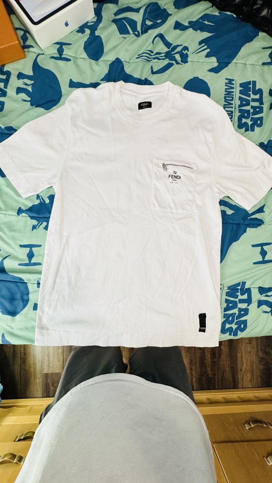 Fendi Fendi White Cotton T-Shirt w/ pocket Size US M / EU 48-50 / 2 - 1 Thumbnail