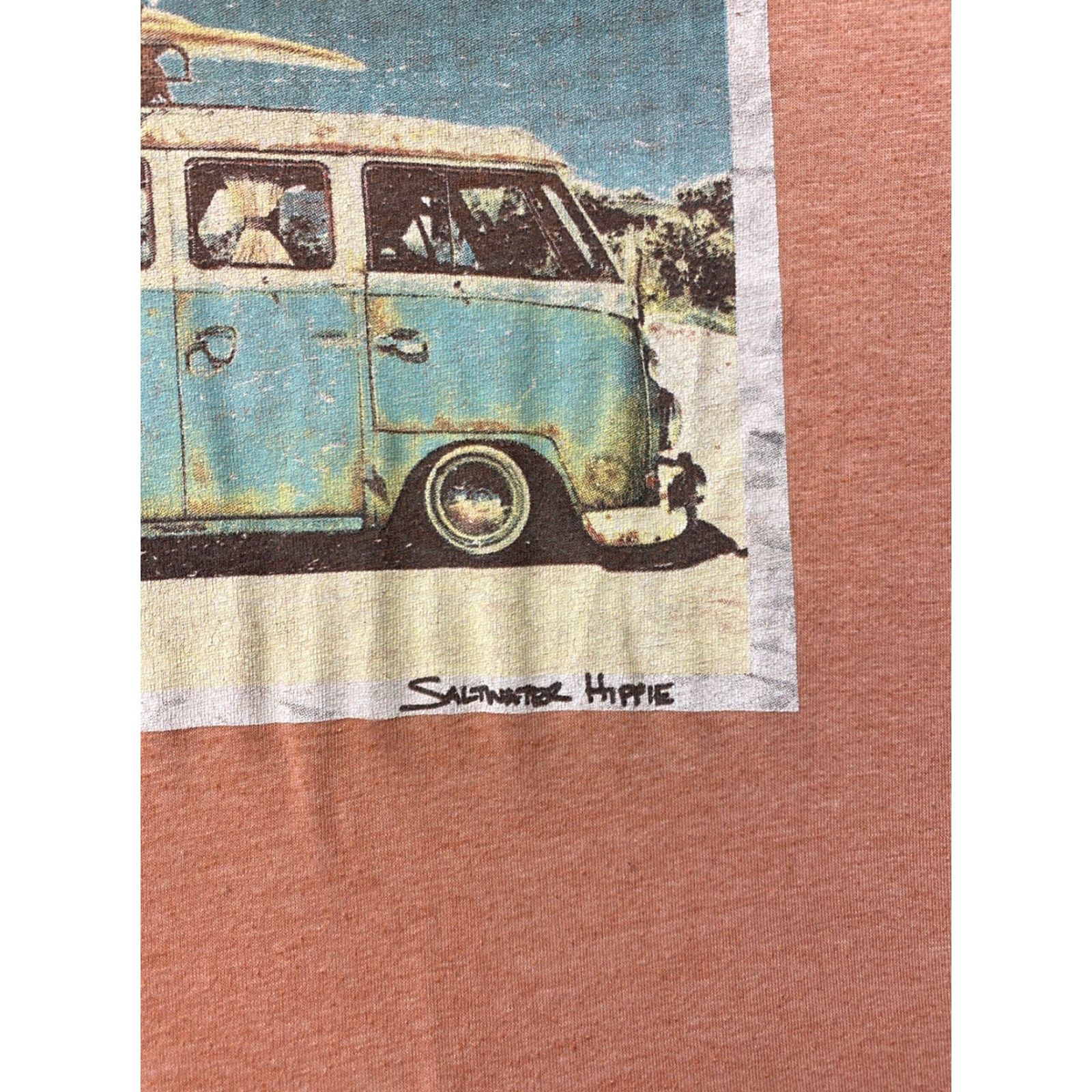 Vintage VINTAGE Saltwater Hippie Women Peach Short Sleeve T-Shirt Graphic Crew Neck Cotton Blend Size M Casual Women's Size M / US 6-8 / IT 42-44 - 3 Thumbnail