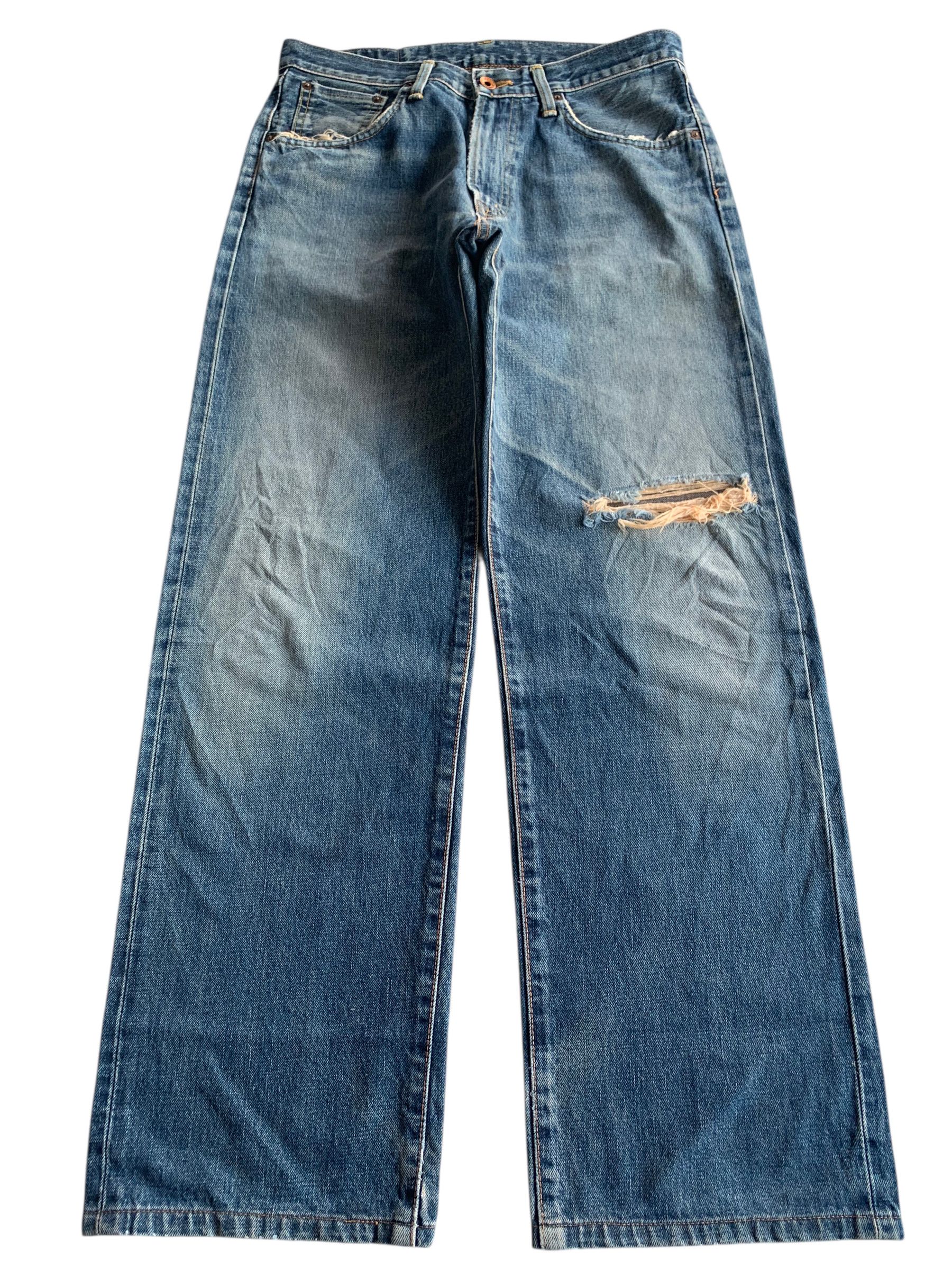 Edwin VTG EDWIN 505X SELVEDGE BAGGY FADED&RUSTY DISTRESSED DENIM Size US 31 - 2 Thumbnail