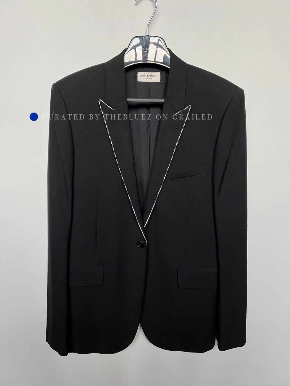 Saint Laurent Paris Embellished Lapel Blazer in Black Size US M / EU 48-50 / 2 - 1 Thumbnail