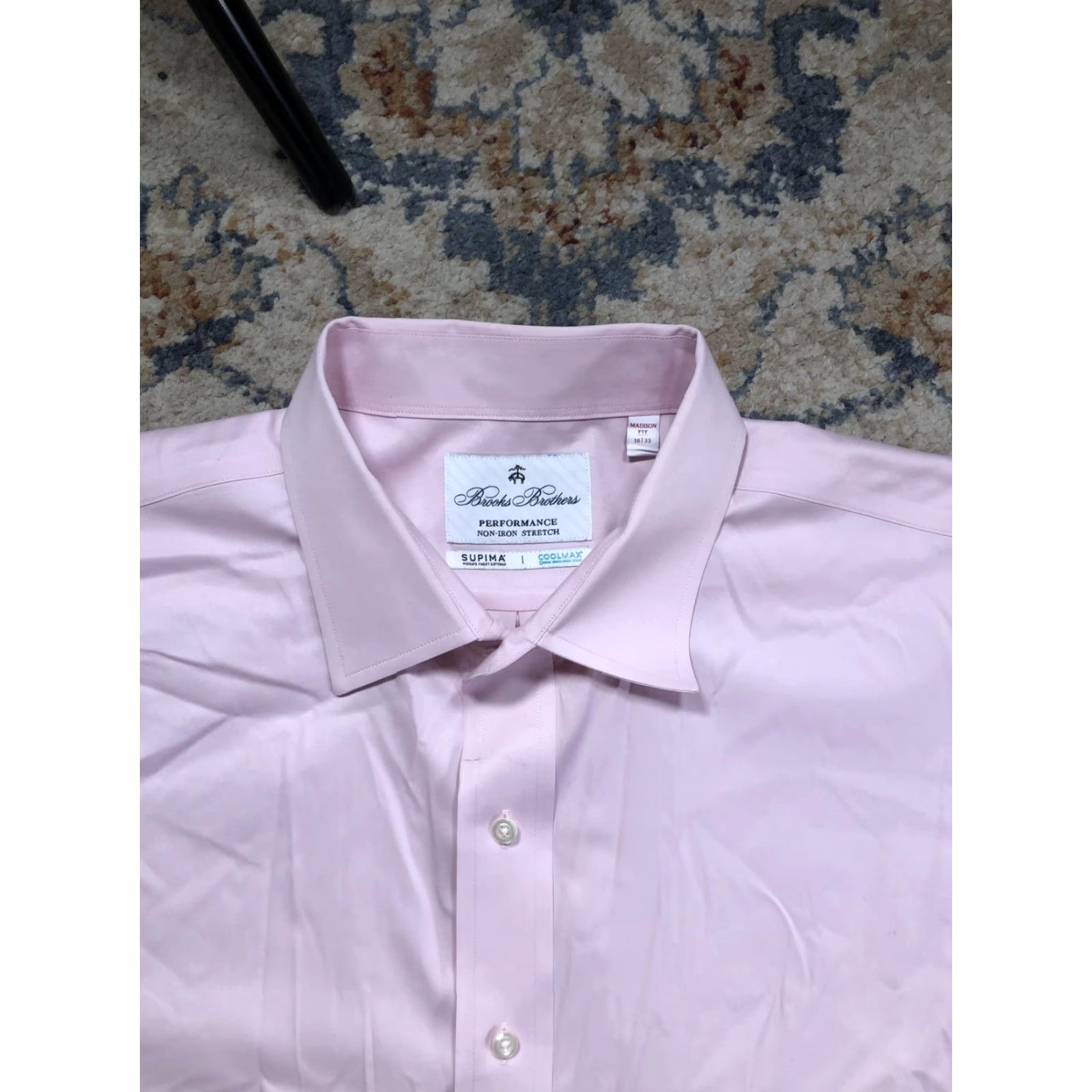 Brooks Brothers Brooks Brothers Dress Shirt Mens 18 35 Pink Performance Non-Iron Stretch Shirt Womens? Size 48R - 2 Thumbnail