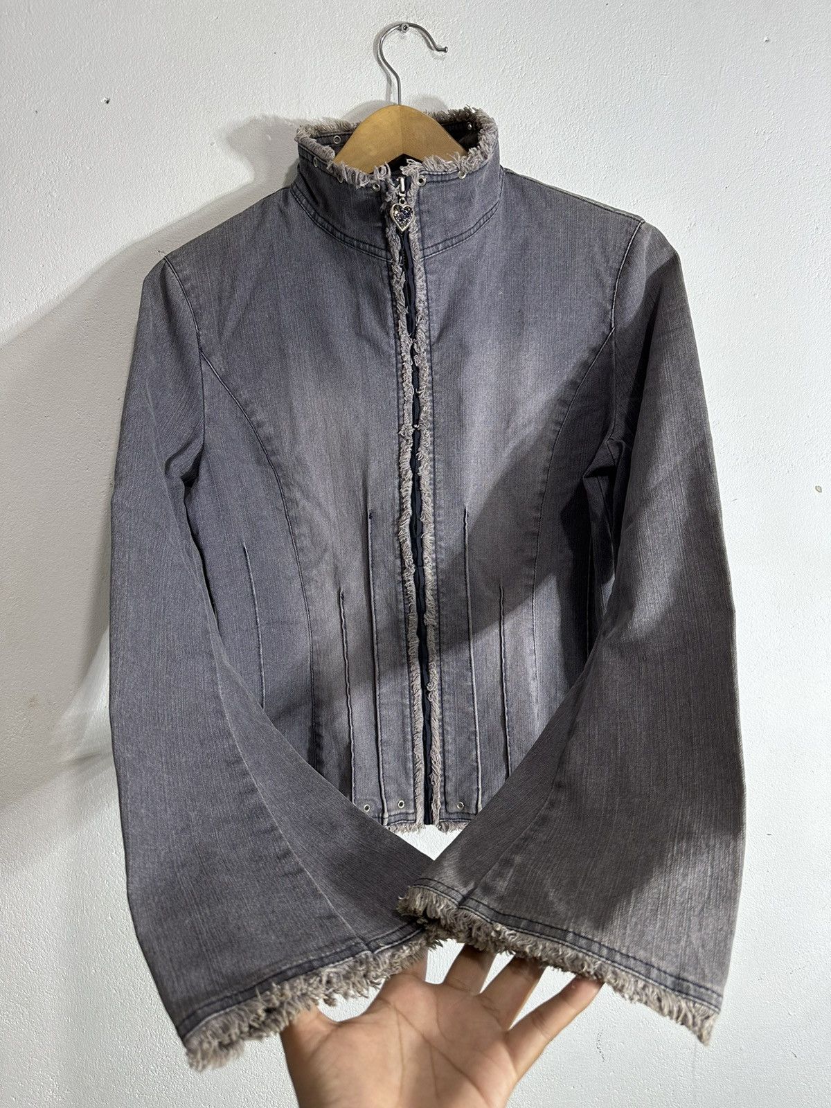 ADONISER MOHAIR CROPPED DISTRESSED JACKET FLARED SLEEVE