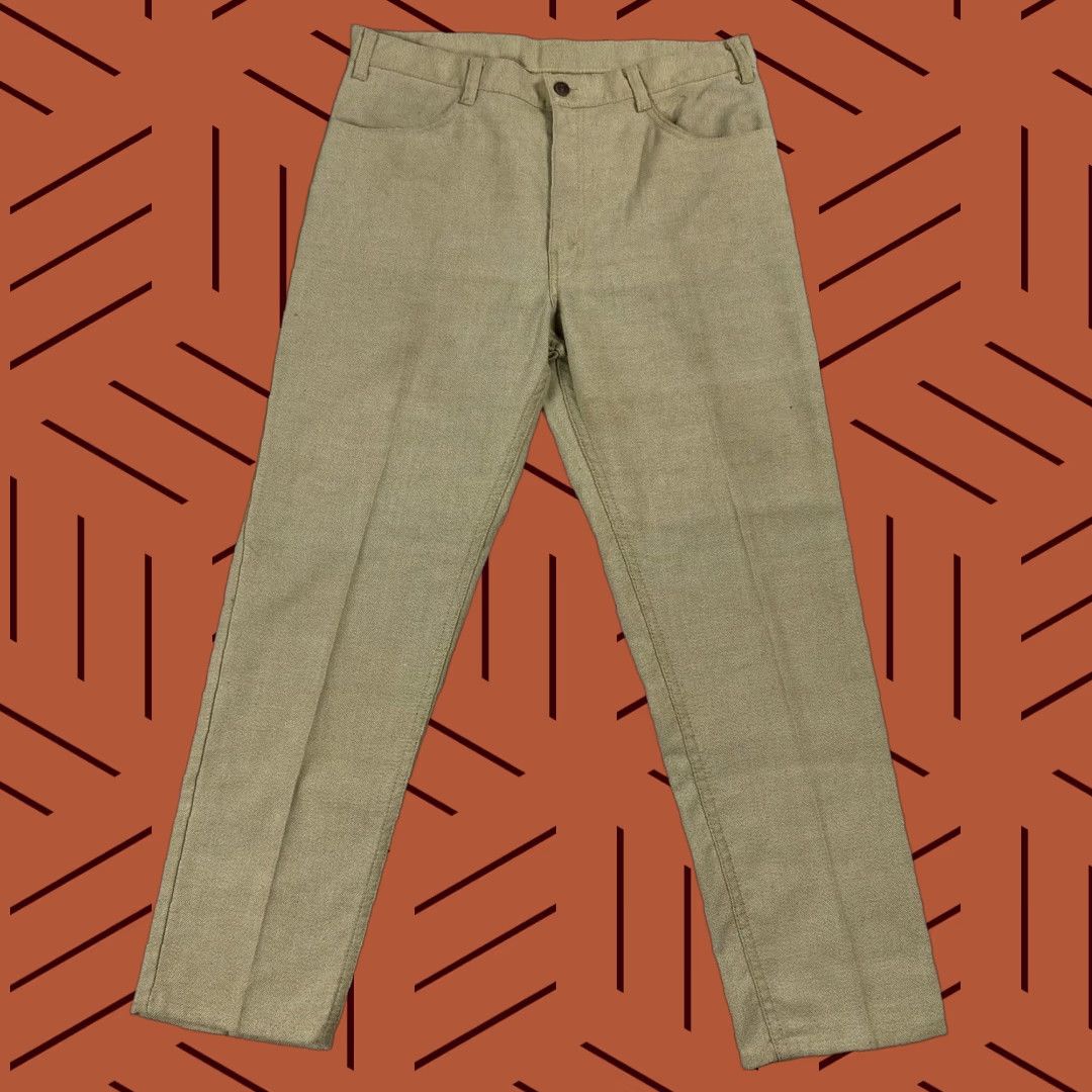 Levi's VINTAGE Levi's 1960s Big E Sta-Prest Jeans Pants 34x29 Beige Twill Casual Mens Size US 34 / EU 50 - 1 Thumbnail
