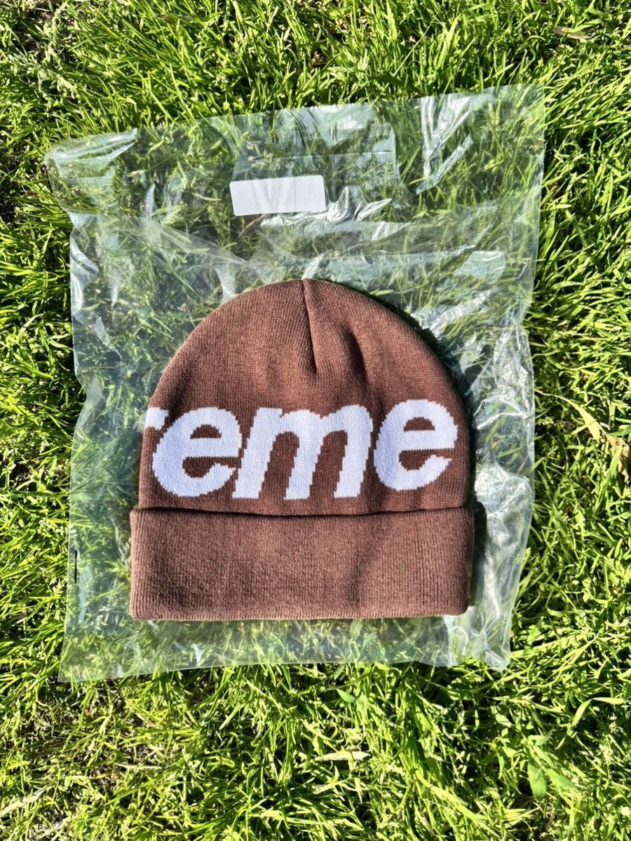 Supreme Supreme Big Logo Beanie Brown Size ONE SIZE - 2 Thumbnail