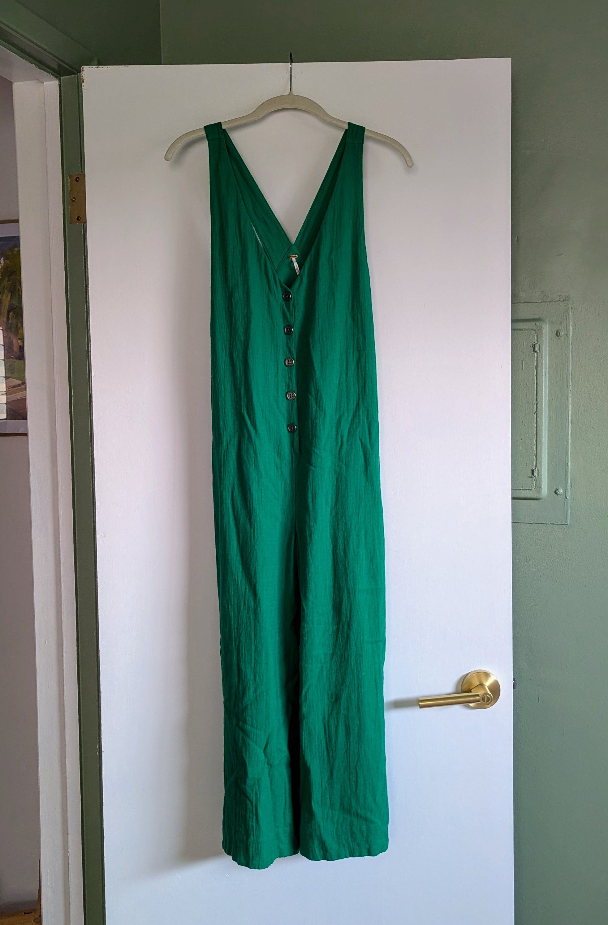 Free People Free People Jumpsuit Kelly Green Boho Overalls Jumpsuit XS Size 25" / US 0 / IT 36 - 7 Thumbnail