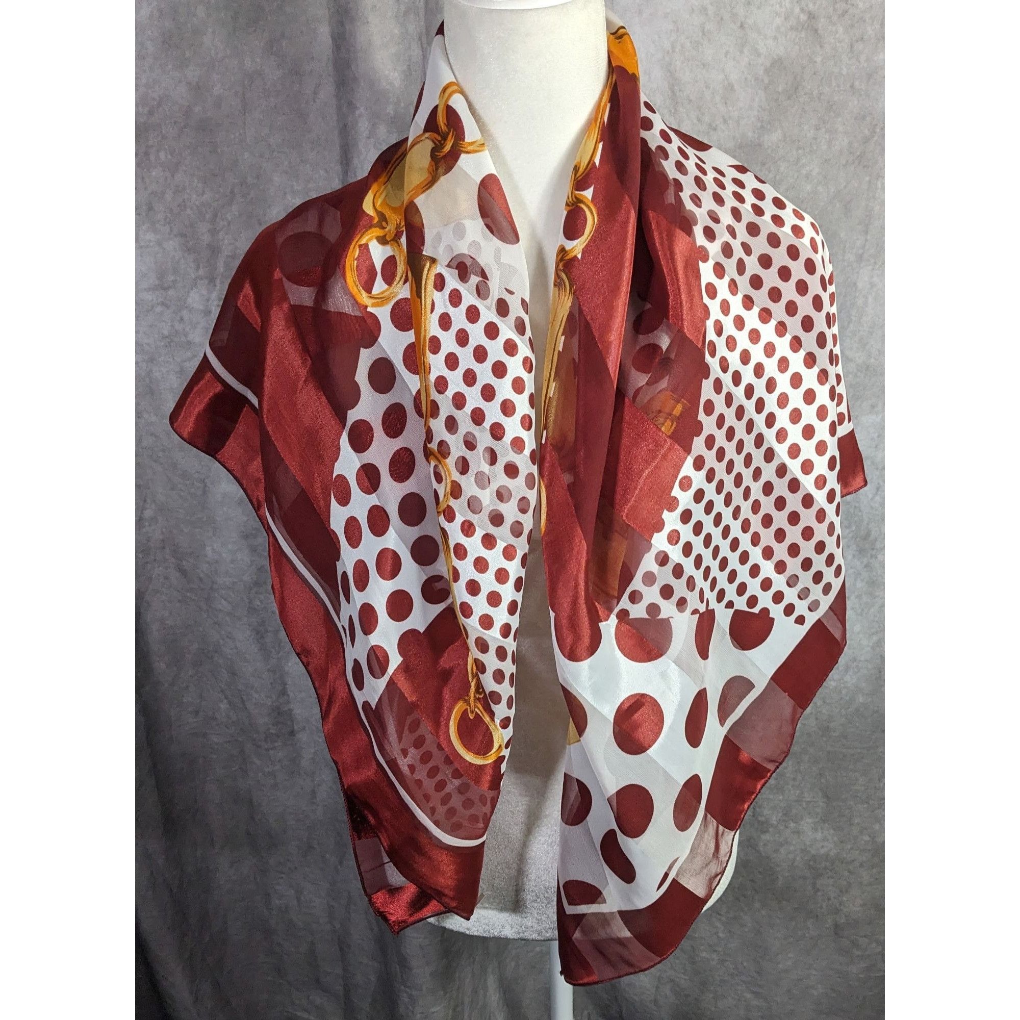 Other Preppy Polka Dot & Chain Print Sheer Scarf Size ONE SIZE - 8 Thumbnail