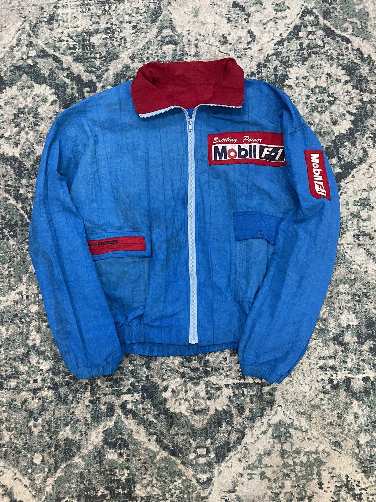 Vintage Vintage Mobil Formula 1 Racing Team Nylon Bomber Jacket Size US XL / EU 56 / 4 - 2 Thumbnail