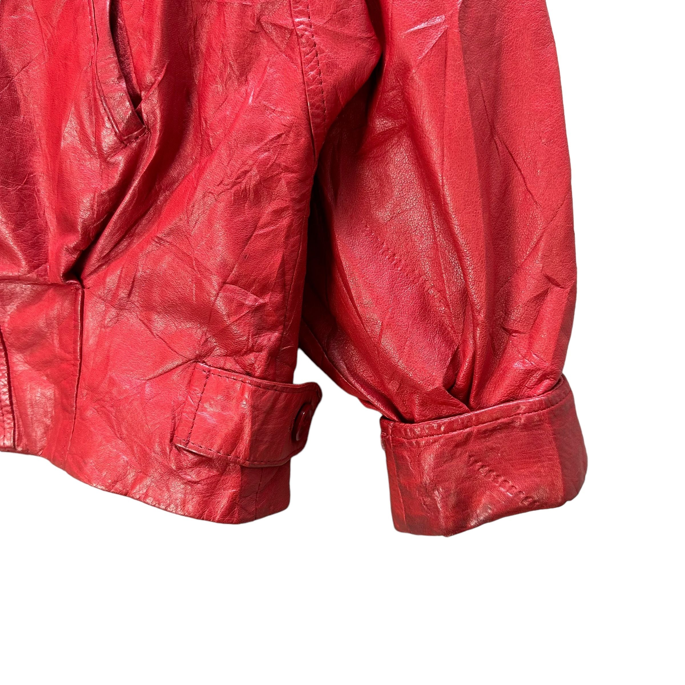 Japanese Brand LEGNA ANGEL LEATHER Red Crop Leather Jacket #A41-0941 Size M / US 6-8 / IT 42-44 - 7 Thumbnail