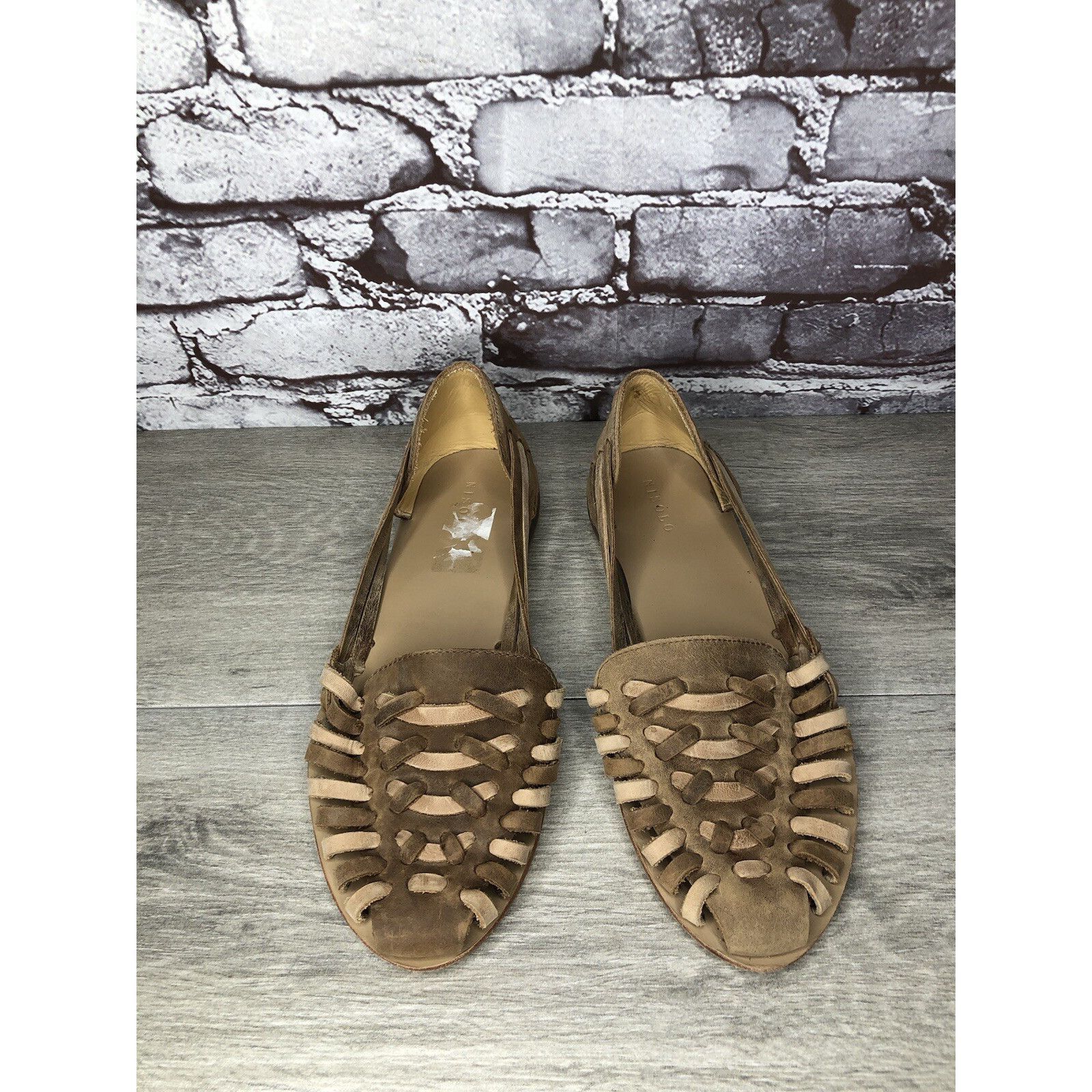 Nisolo NISOLO Tan Brown Huarache Leather Woven Flats Sandals Women Size US 10 / IT 40 - 15 Thumbnail