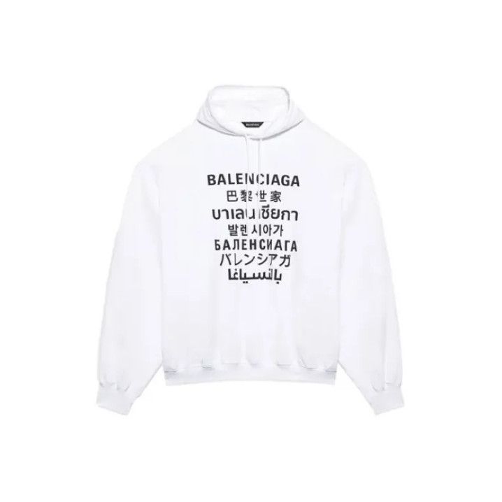 Balenciaga Balenciaga White Language Print Hoodie Size US S / EU 44-46 / 1 - 1 Thumbnail
