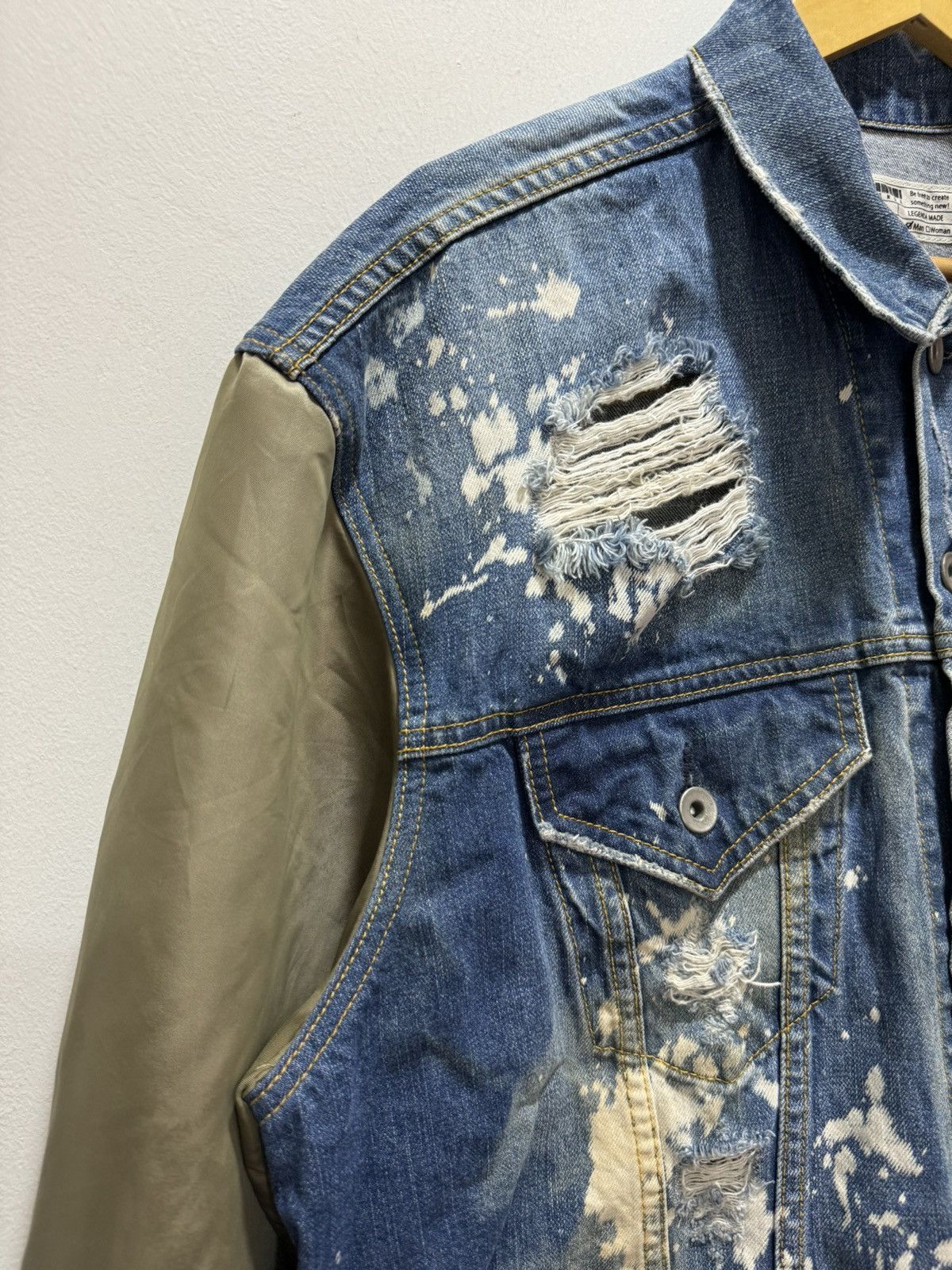 If Six Was Nine × Le Grande Bleu (L.G.B.) × Vintage LAGENDA MADE UNDERGOURD BLEACH OUT DISTRESSED CRAZY JACKET Size US L / EU 52-54 / 3 - 6 Thumbnail