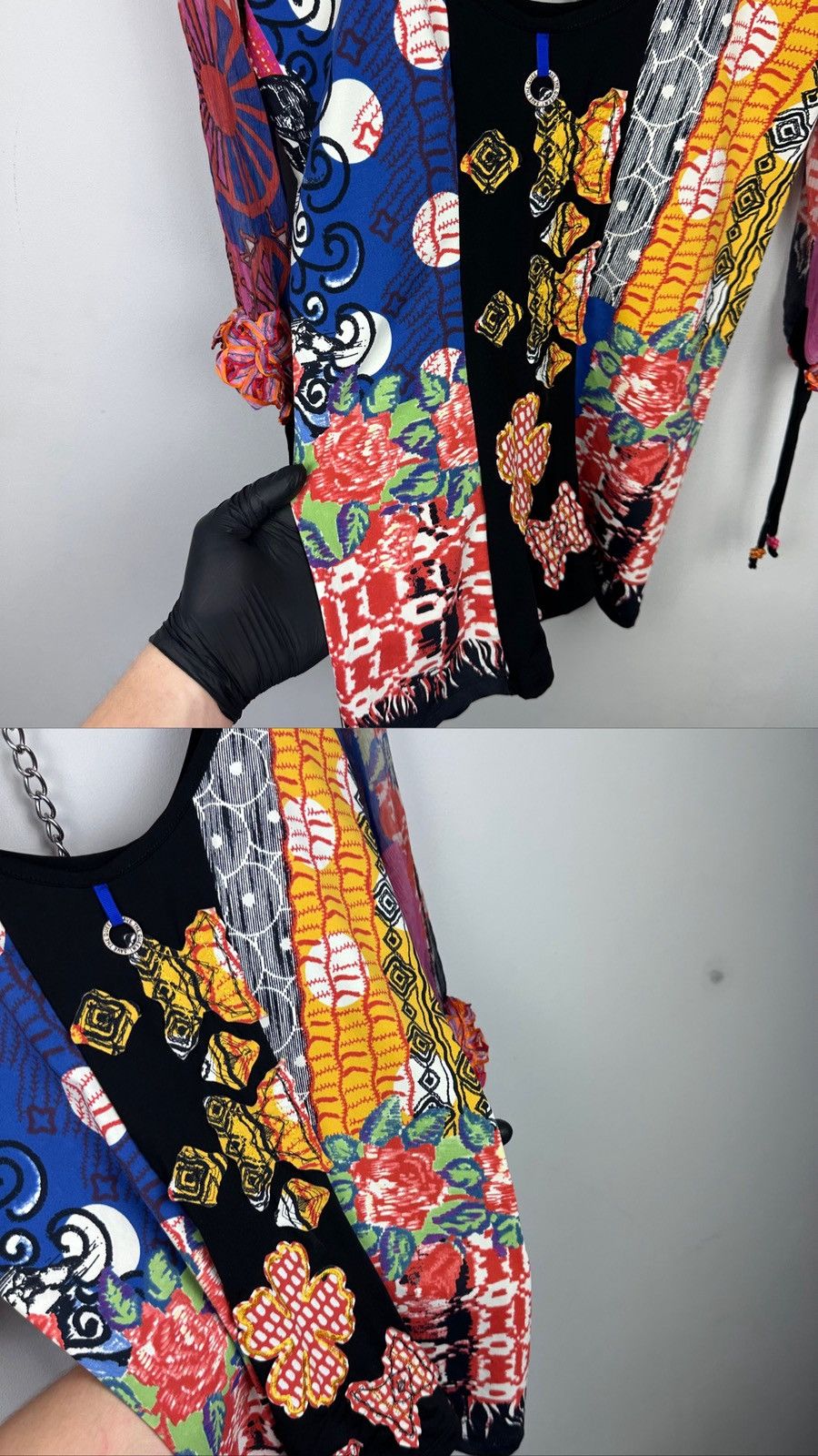 Jean Paul Gaultier Vintage Y2K Save The Queen Silk/Nylon Blouse Mesh Top Shirt Size M / US 6-8 / IT 42-44 - 12 Thumbnail