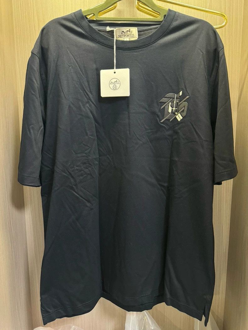 Hermes Hermes Black Logo Print Tshirt for Men-2506 Size US L / EU 52-54 / 3 - 3 Thumbnail