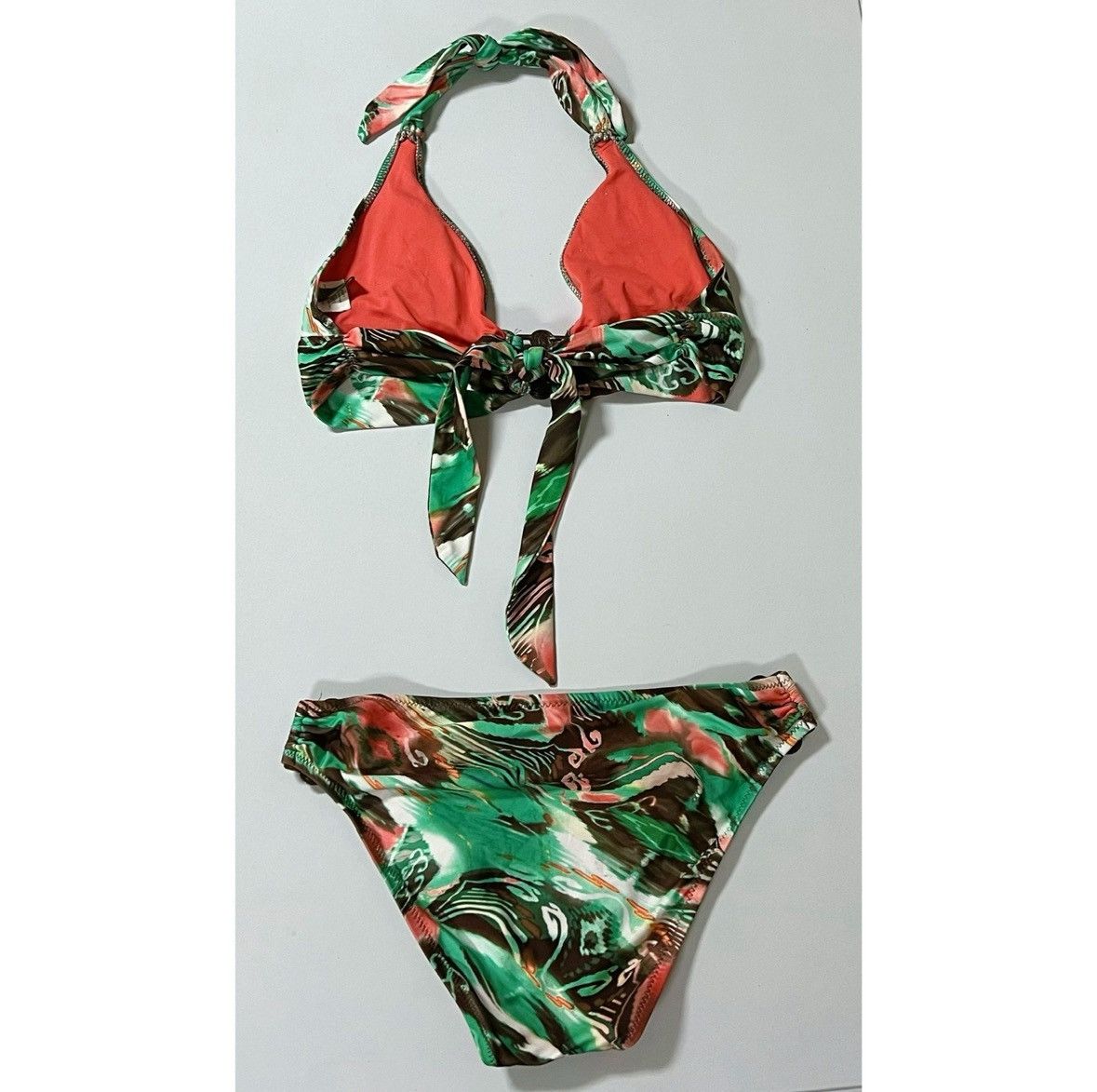 Other Green Brown Patterned Bikini Top (L) and Bottoms (S) Set 🤎✨ Size L / US 10 / IT 46 - 4 Thumbnail