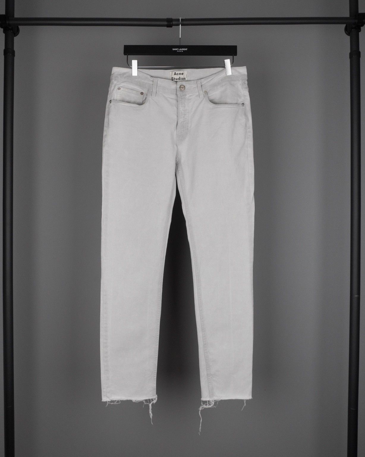 image of Acne Studios Grey Bleached Washed Denim Jeans Pants, Men's (Size 34)