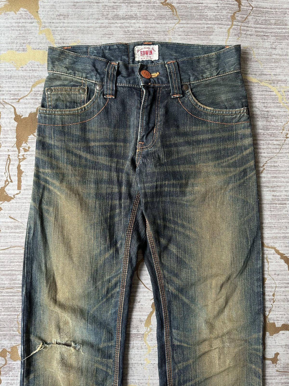 Japanese Brand Edwin XV Rusty Claw Marks Distressed Denim Size US 28 / EU 44 - 5 Thumbnail