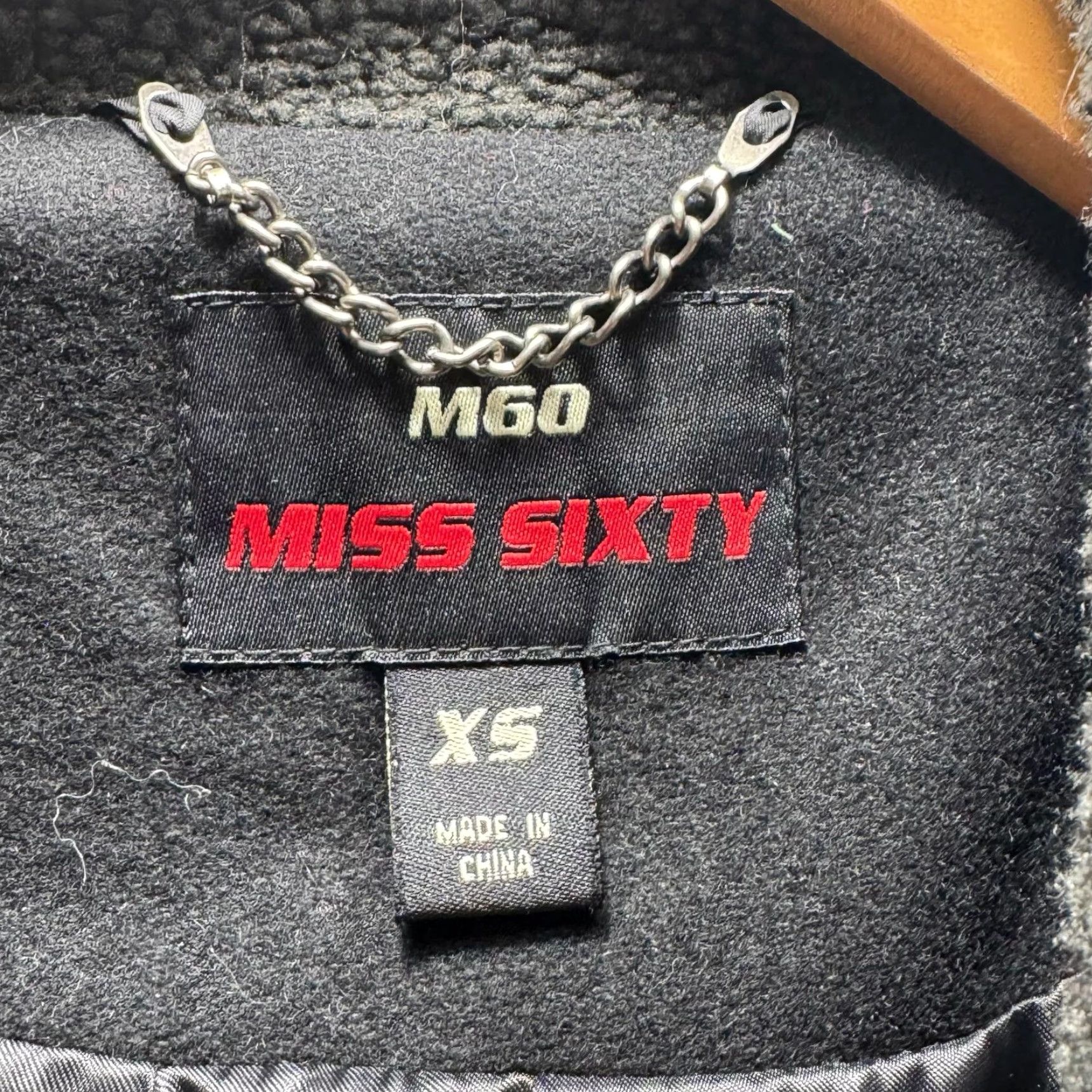 Miss Sixty Miss Sixty Coat Womens XS Black Wool Pea Coat Sherpa Collar Double Breasted Size XS / US 0-2 / IT 36-38 - 3 Thumbnail