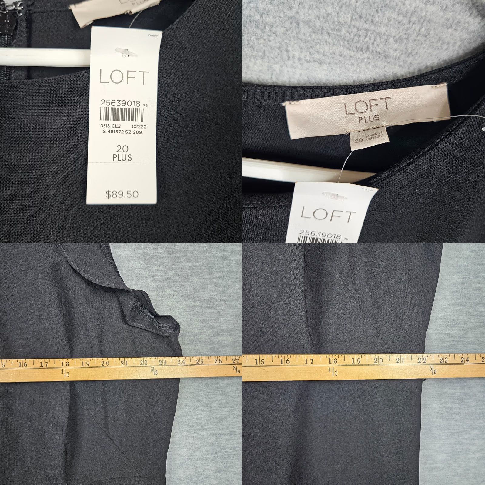 Loft LOFT Plus Black Ruffle Sleeve Fit & Flare Dress Plus Size 20 NEW Size 3XL / US 20-22 - 8 Thumbnail