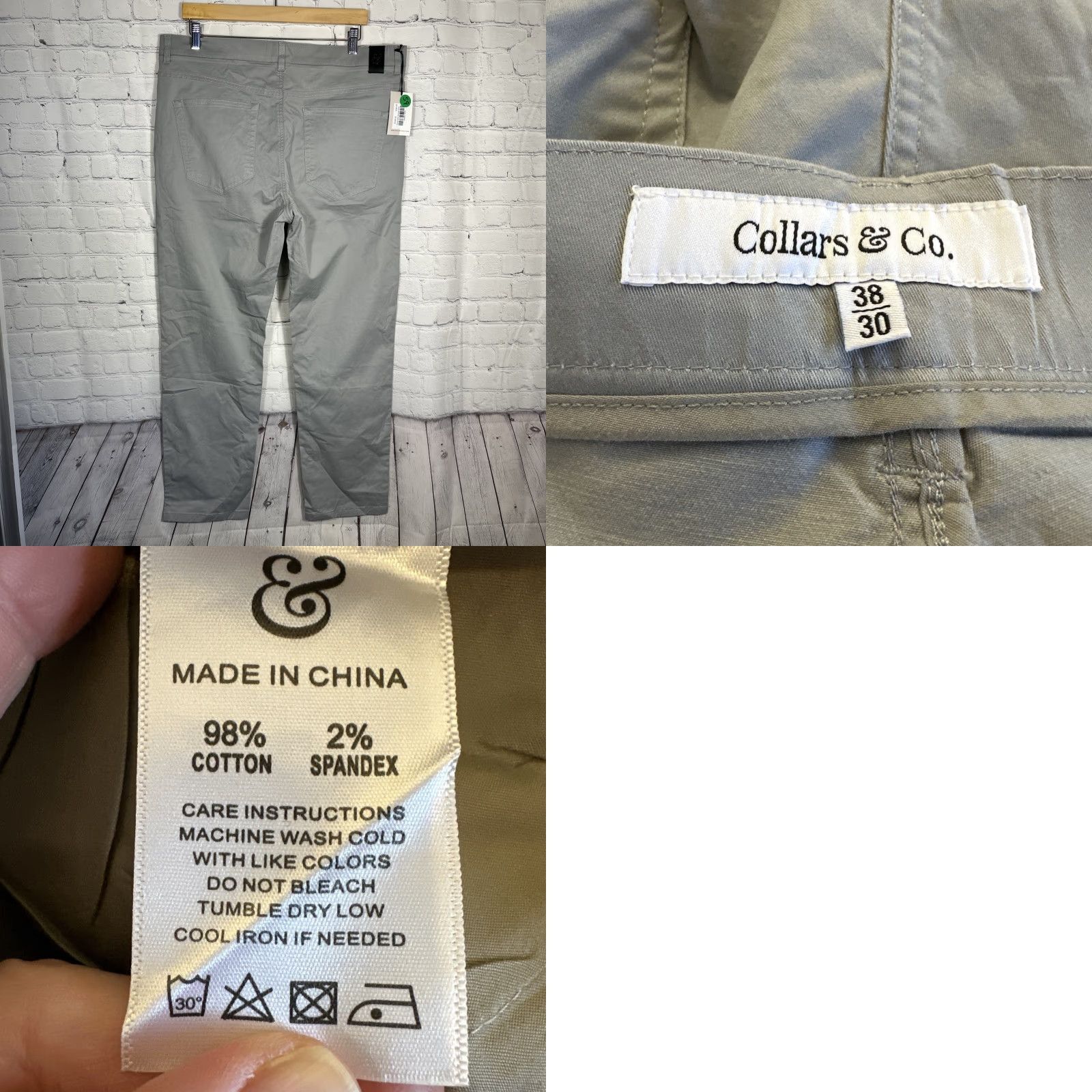 CO VINTAGE NWT Collars & Co CEO Chino Five Pocket Cotton Stretch Pants Grey 38x30 Size US 38 / EU 54 - 8 Thumbnail