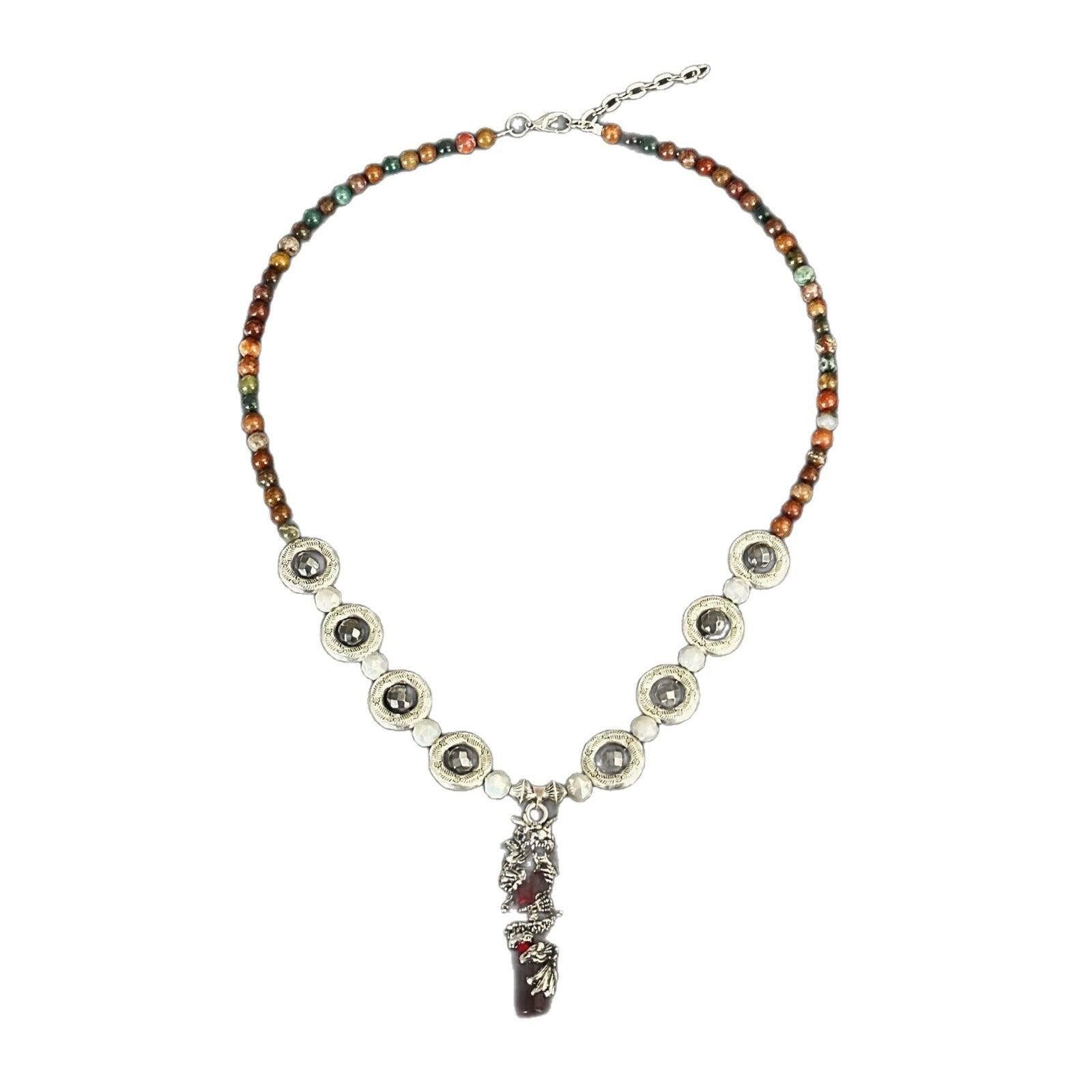 Jewelry Dragon Bead Strand Necklace | Tibetan Vintage Mixed Material Size ONE SIZE - 5 Thumbnail
