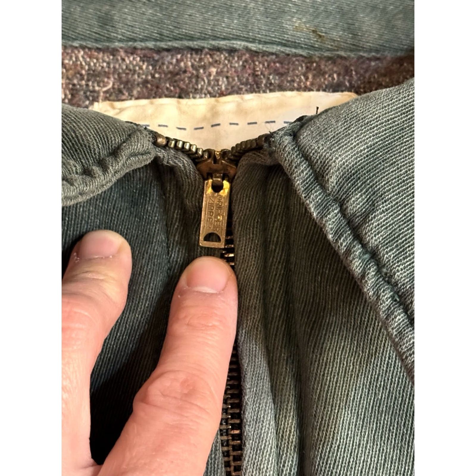 Vintage VINTAGE 1940s Cropped Full Zip Cotton Work Jacket XL Green Men Short Length Size US XL / EU 56 / 4 - 7 Thumbnail