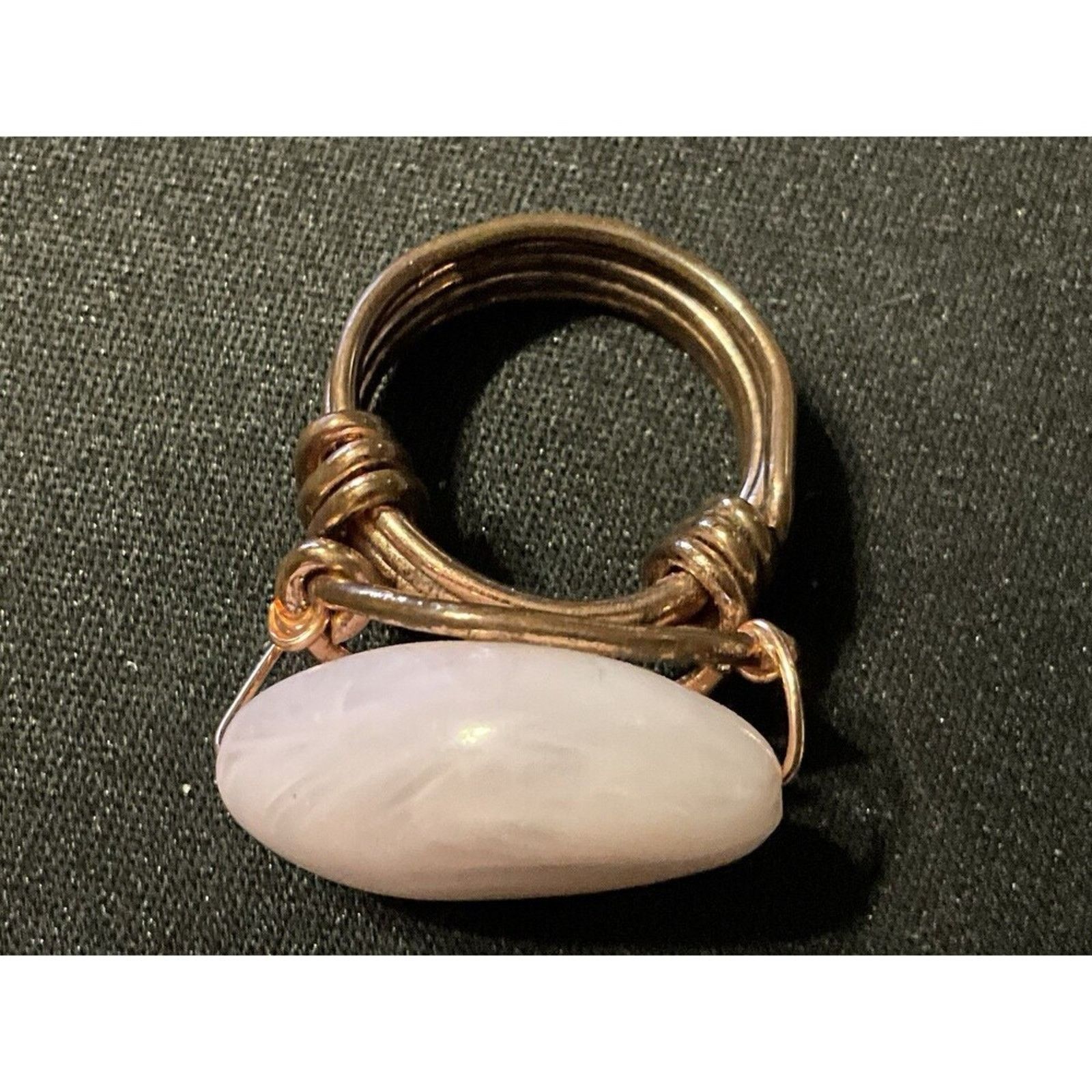 Other Rose Quartz Cabochon Copper Artizan Made Huge Stone Size 6.5 Size ONE SIZE - 3 Thumbnail
