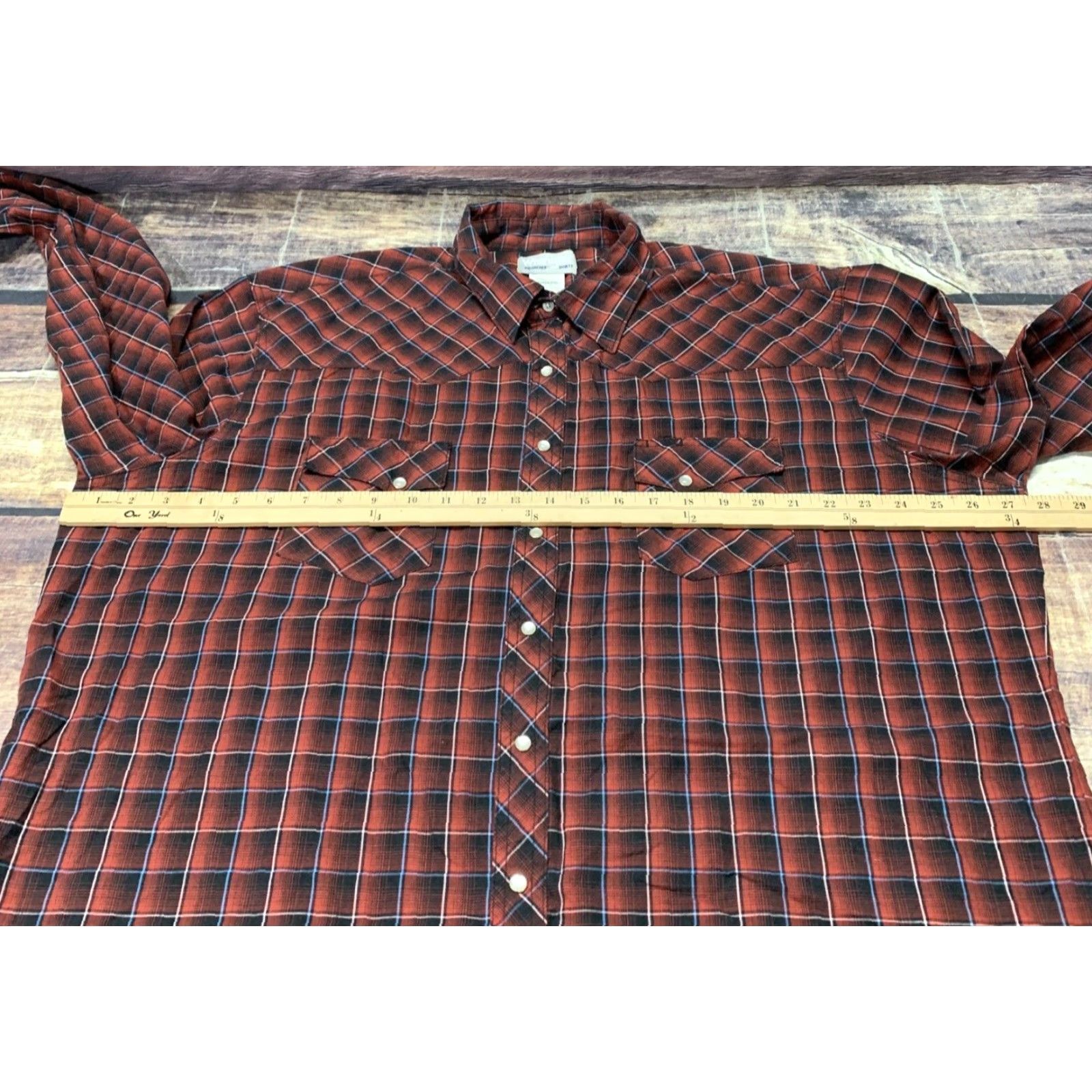Wrangler Wrangler Wrancher Western Pearl Snap Long Sleeve Shirt Men’s 2XT Red Black Size US XXL / EU 58 / 5 - 7 Thumbnail