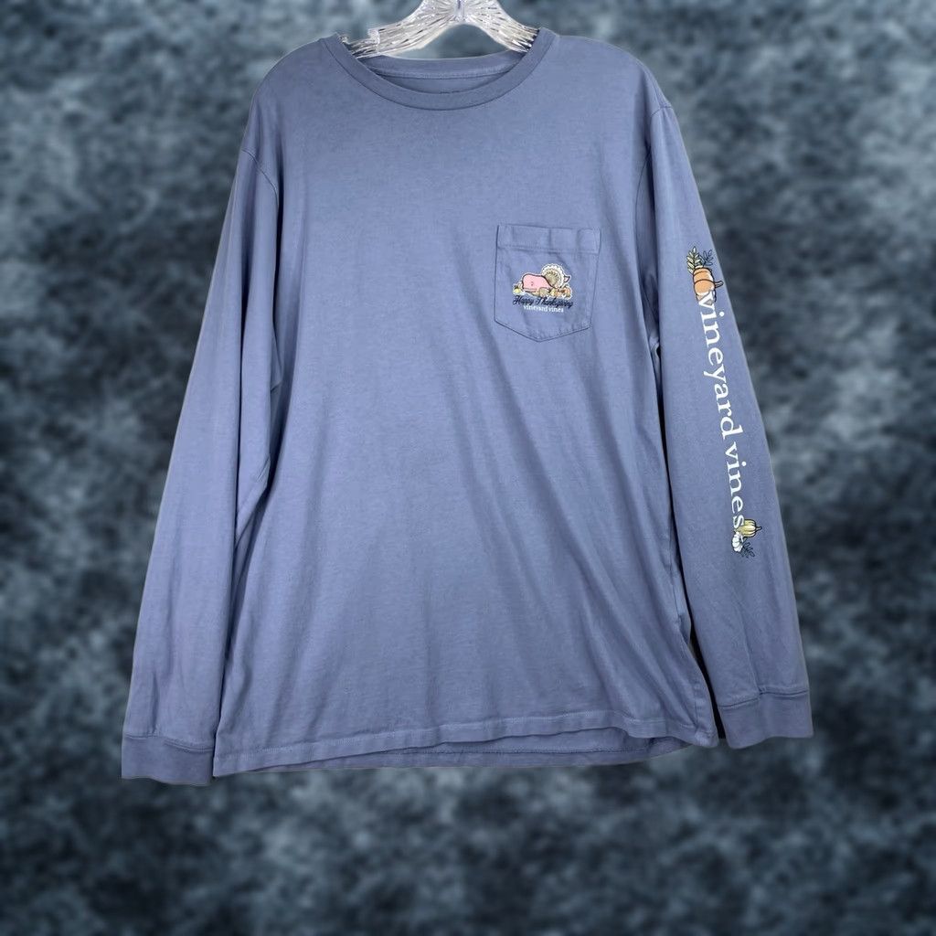 Vineyard Vines Vineyard Vines Shirt Mens L Blue Pocket Cotton Whale Happy Thanksgiving Holiday Shirt Size US L / EU 52-54 / 3 - 1 Thumbnail