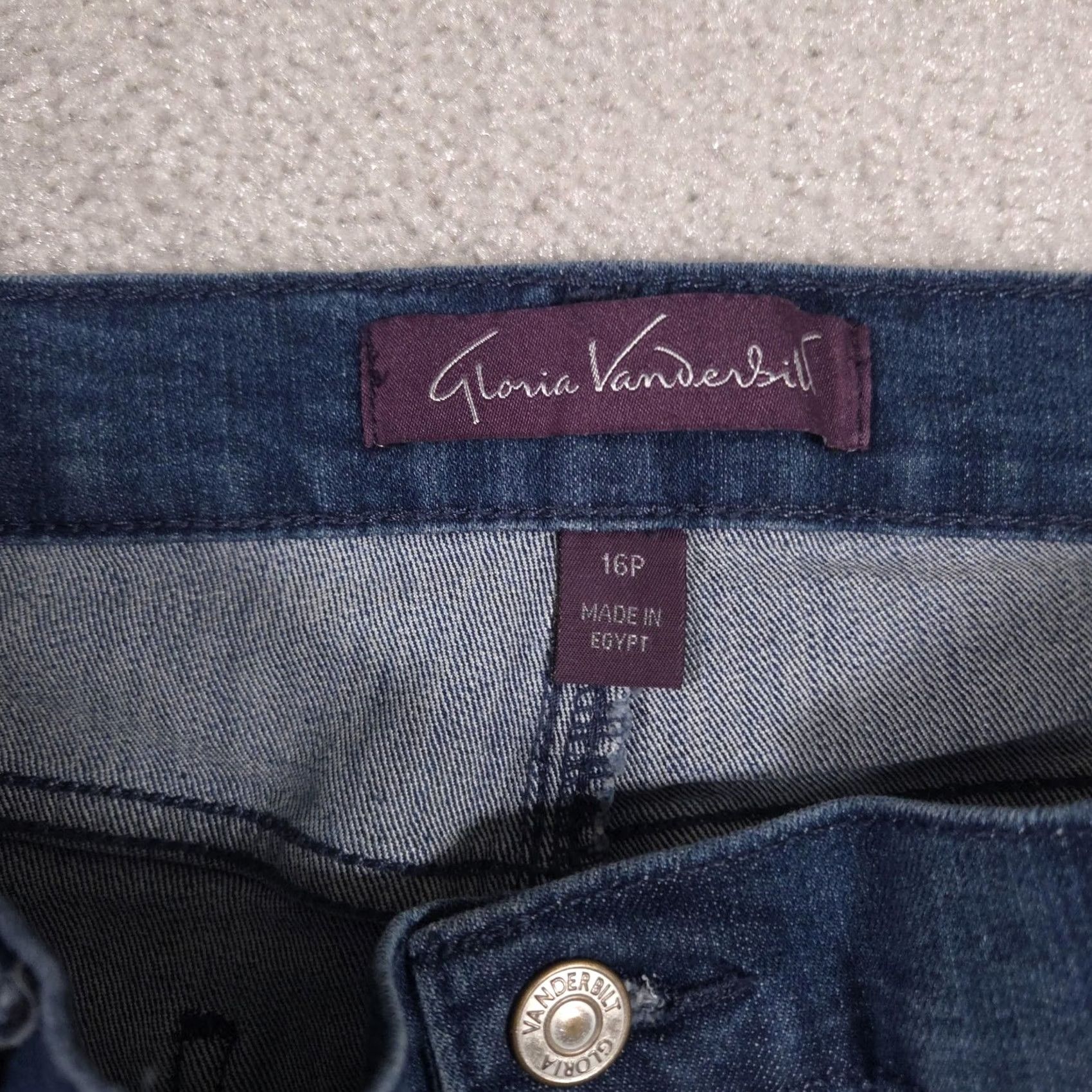 Gloria Vanderbilt Gloria Vanderbilt Amanda Jeans Womens 16P Short Blue High Rise Tapered Stretch Denim Cotton Blend Spandex 5-Pocket Zip Button Size 38" / US 16 / IT 52 - 5 Thumbnail