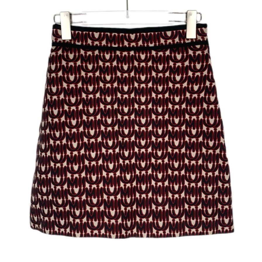 Miu Miu Miu Miu Logo-Print Cotton & Polyester Blend Mini Skirt Size Size 38" / US 16 / IT 52 - 1 Thumbnail