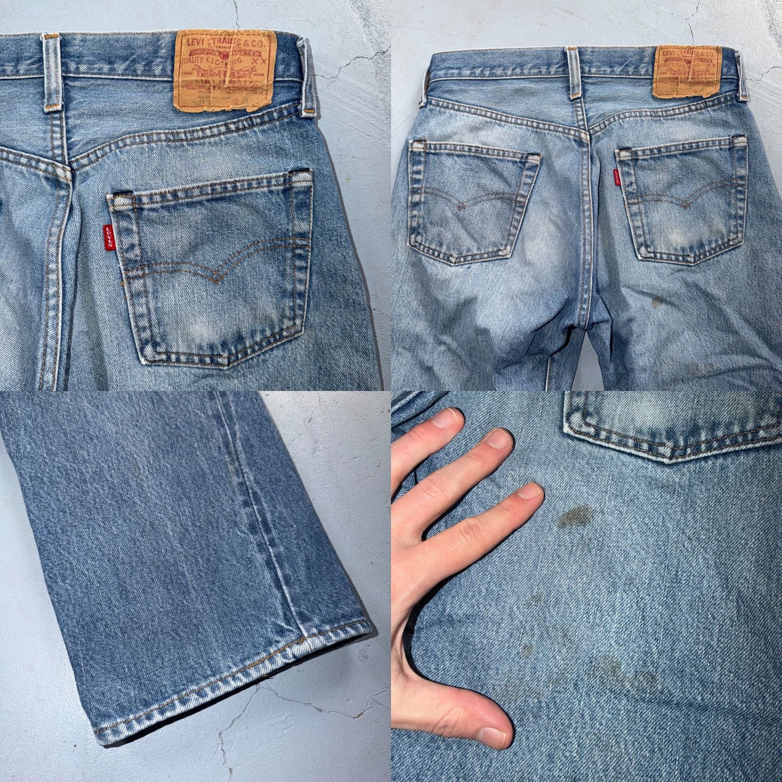 Levi's VINTAGE Levi's 501 Jeans Classic Straight Light Wash 30x34 USA 80s 90s Distressed Button Fly Mens Regular Denim Blue Jeans Size US 30 / EU 46 - 10 Thumbnail