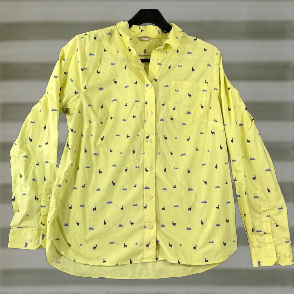 Vintage Duluth Shirt Womens L Yellow Alpaca Llama Print Stretch Long Sleeve Button-Up Shirt Size L / US 10 / IT 46 - 1 Thumbnail