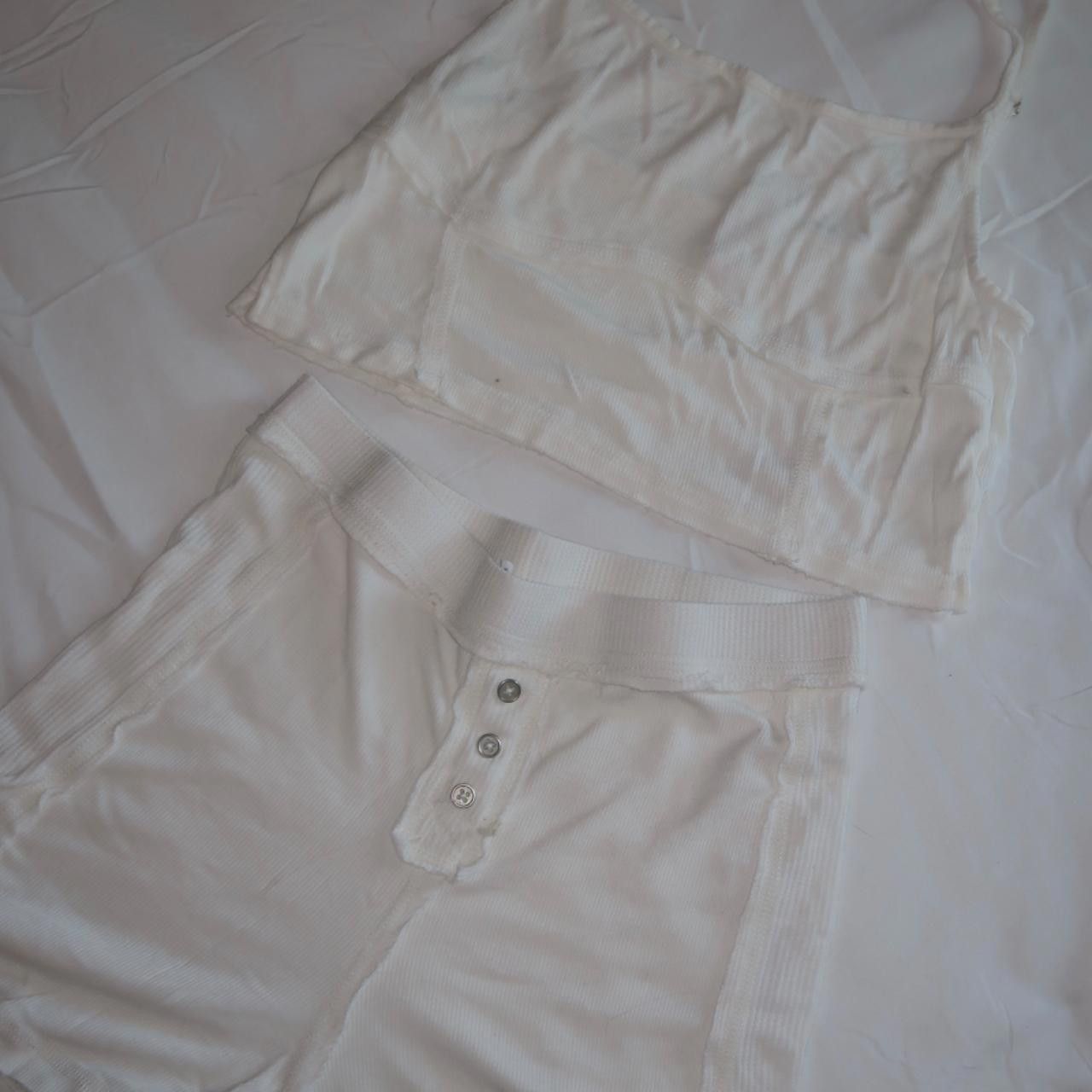 Urban Outfitters white pajama tank top and short set Size ONE SIZE - 2 Thumbnail