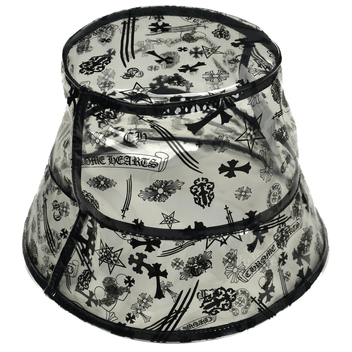 image of Chrome Hearts Nyfw Exclusive Allover Logo Clear Bucket Hat, Men's