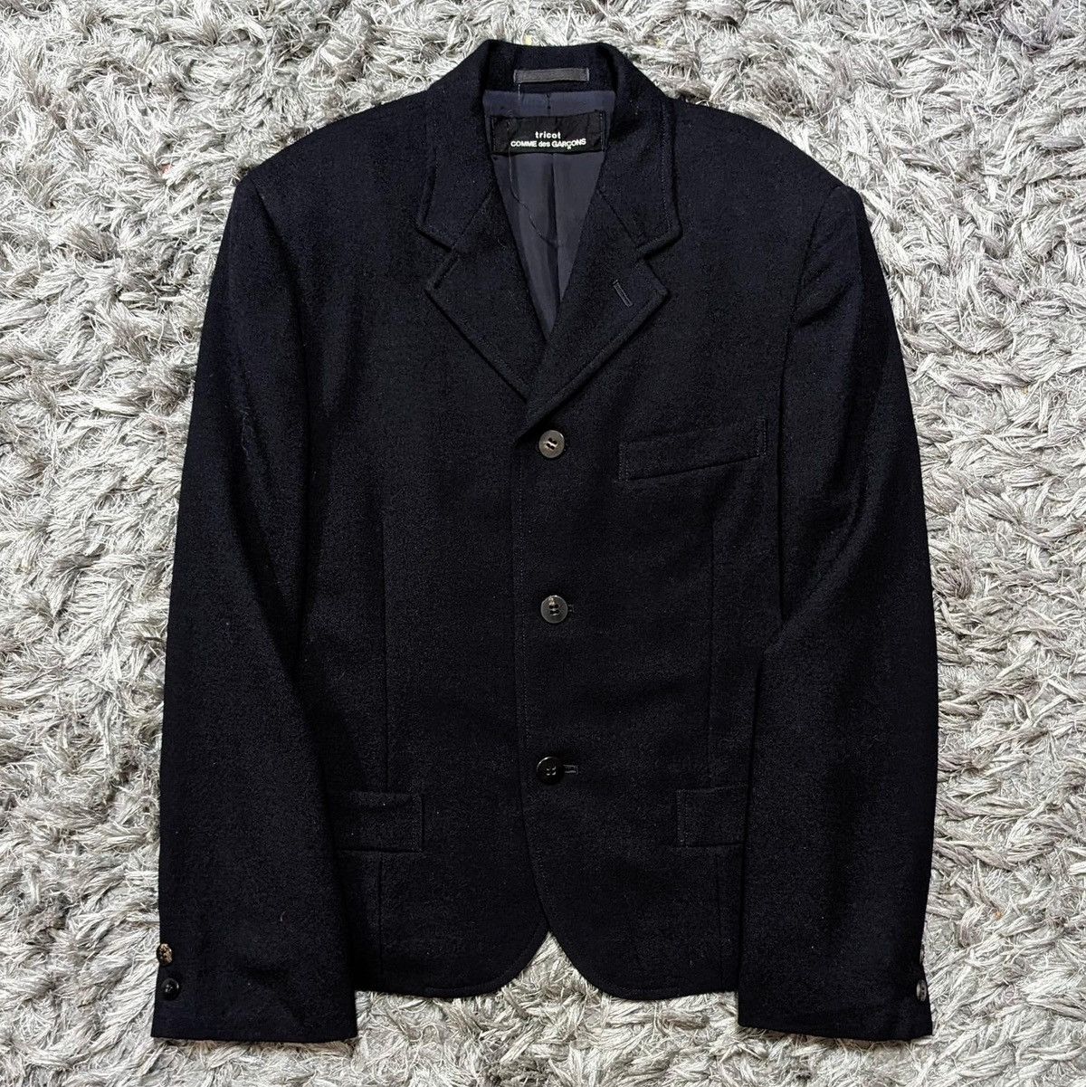 Comme des Garcons × Rei Kawakubo × Vintage 🔥Vintage AD1990 CdG TRICOT Wool Nice Design Blazer Size 36R - 3 Thumbnail