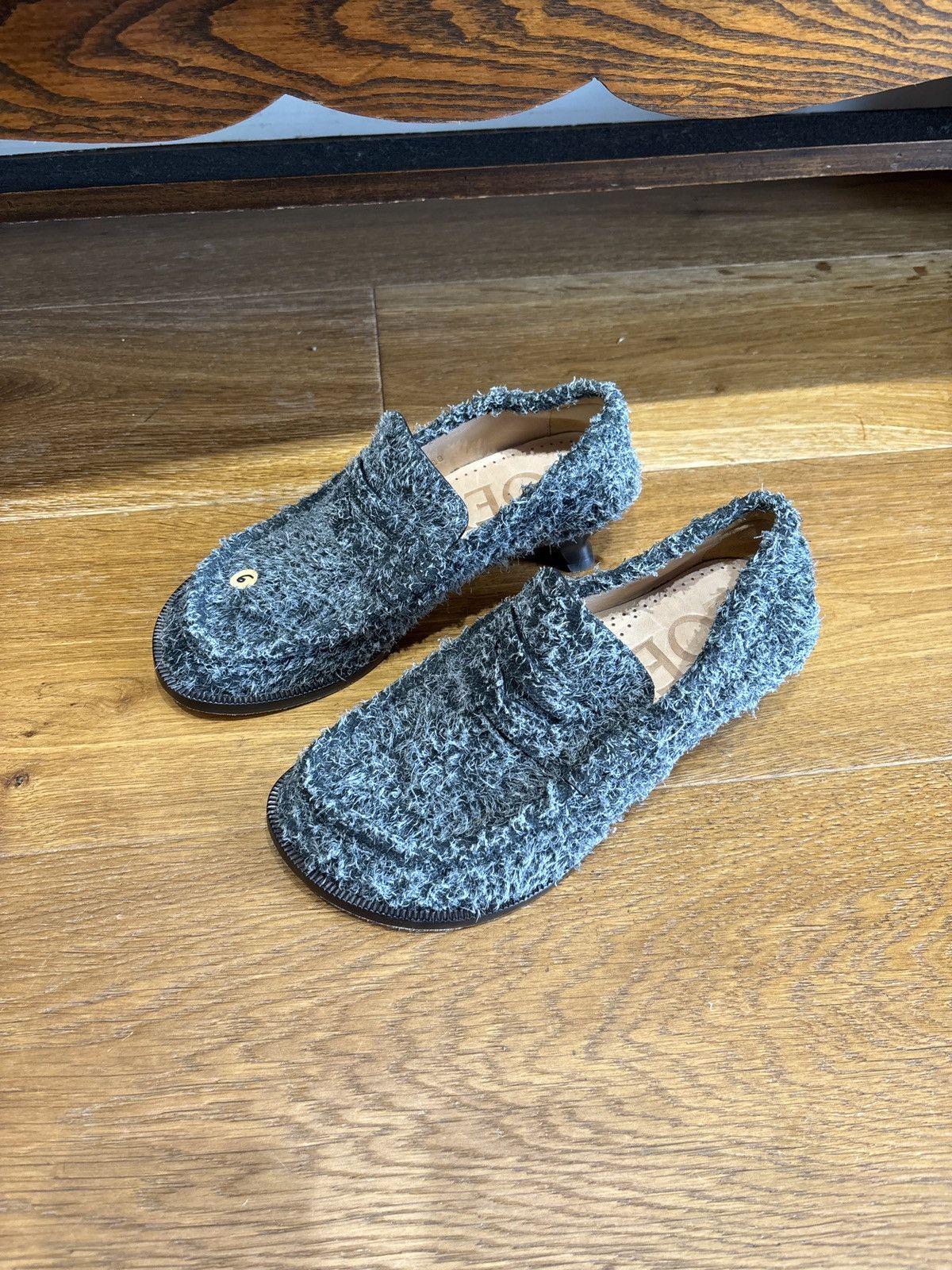 Loewe These are Loewe fuzzy grey leather-lined kitten heel loafers Size US 6 / IT 36 - 12 Thumbnail